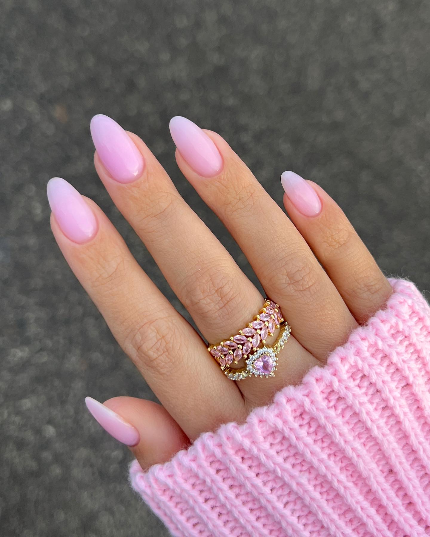 Soft Pink Ombre Almond French Nails
