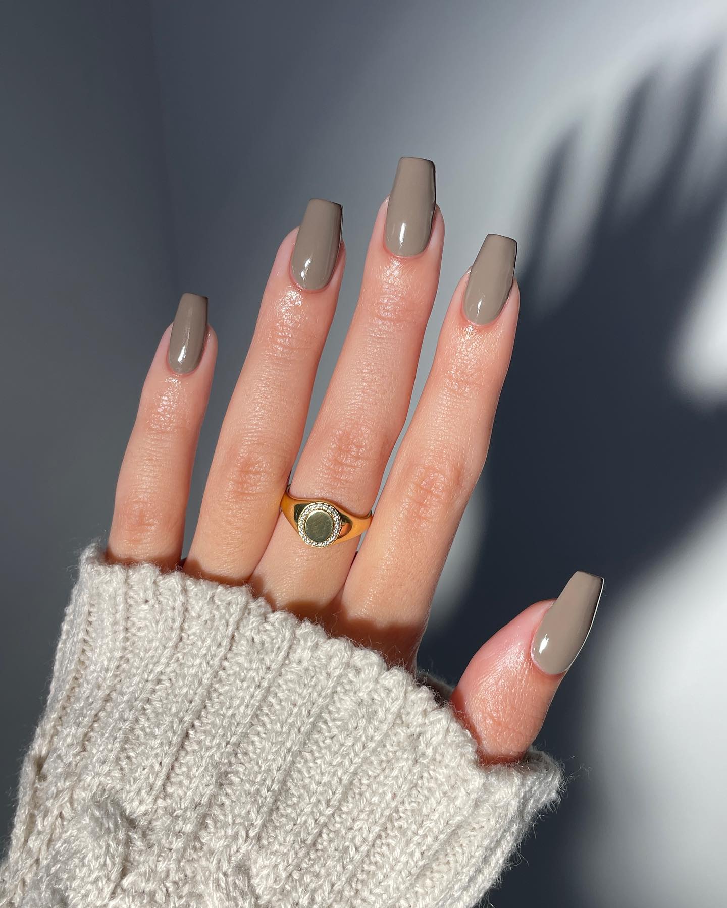 27 Chic Neutral Fall Nail Ideas You Need for 2026 23 Sophisticated Taupe Glossy Coffin Nails