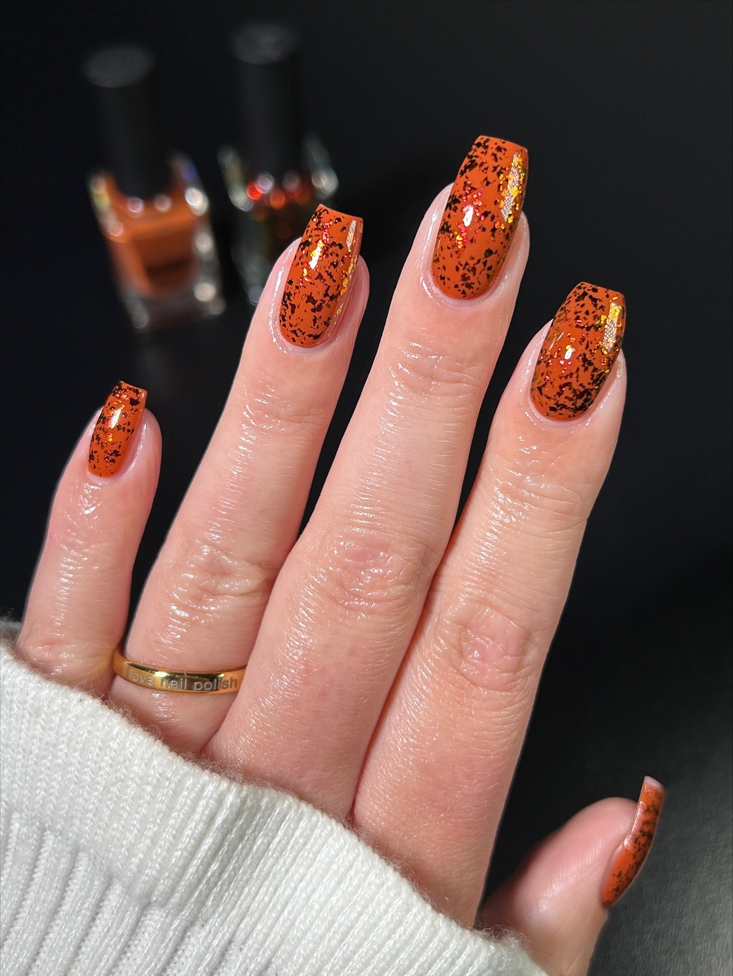 Spooky Season Glitter Bomb Orange Nails