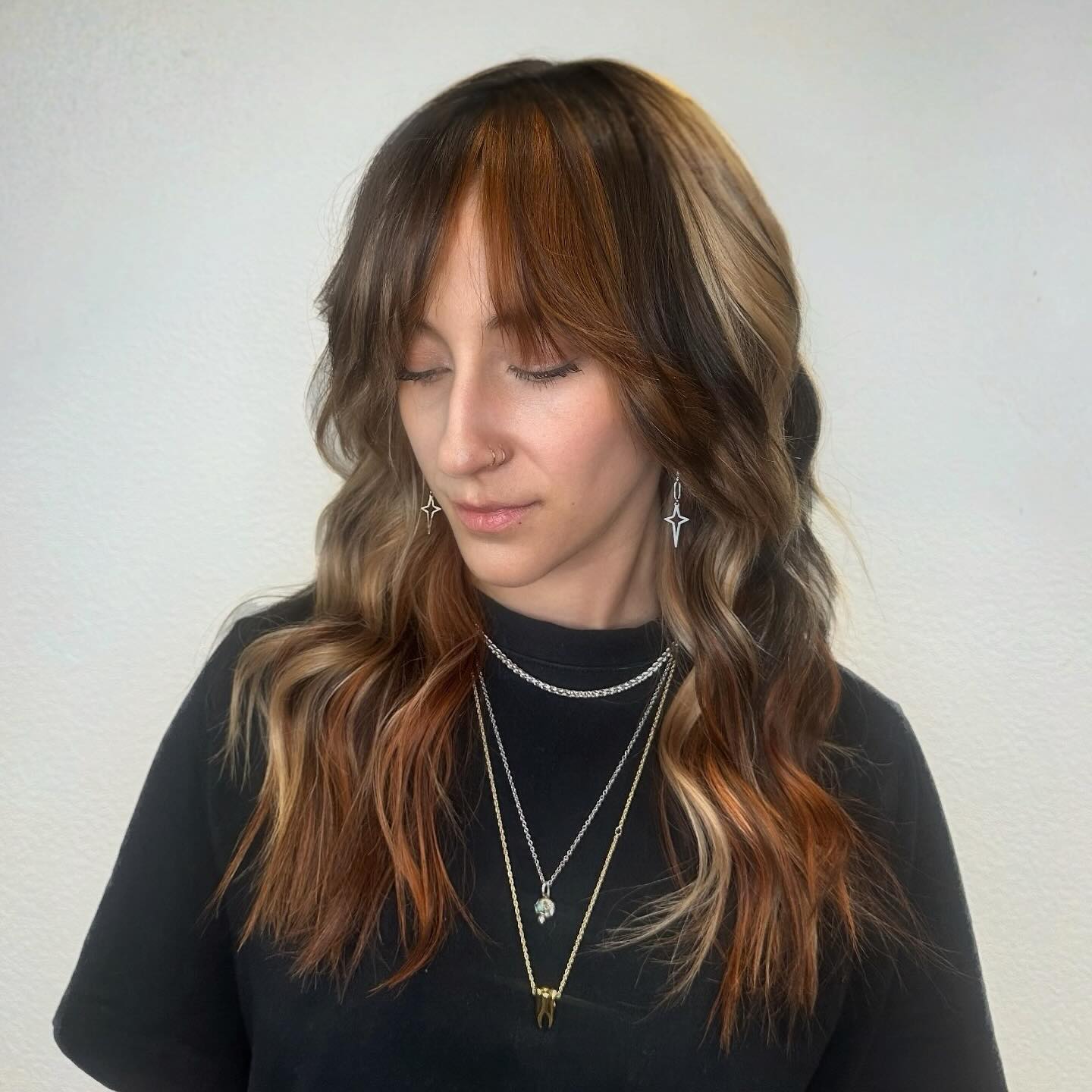 29 Calico Hair Color Styles You Need to See for 2026 25 Textured Calico Layers With Copper And Bronde
