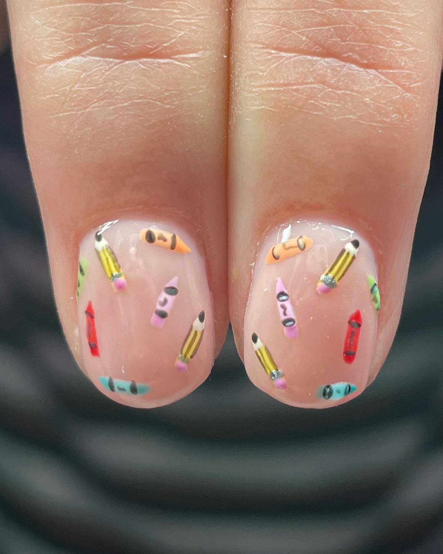 27 Back to School Nail Ideas for Teens 2026 19 Tiny Crayon and Pencil Nail Art