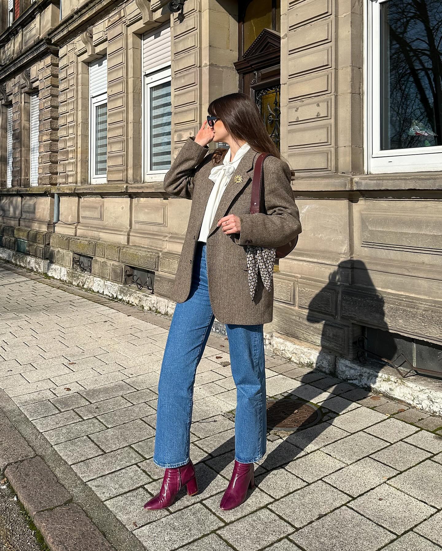 26 Blazer Outfit Ideas You Need for 2026 13 Tweed Blazer With Denim And Bold Boots