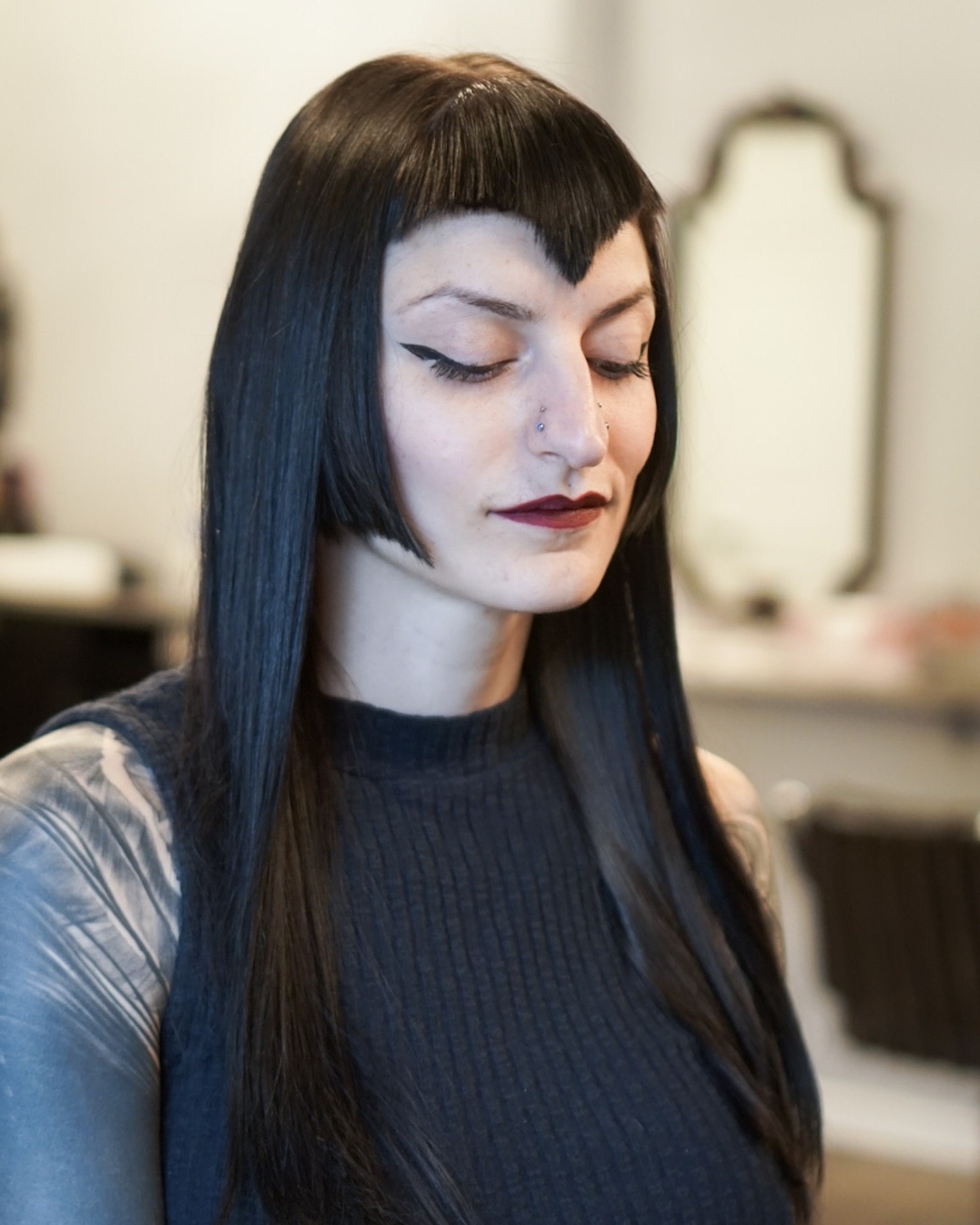 Vampire Cut With Edgy Micro Bangs