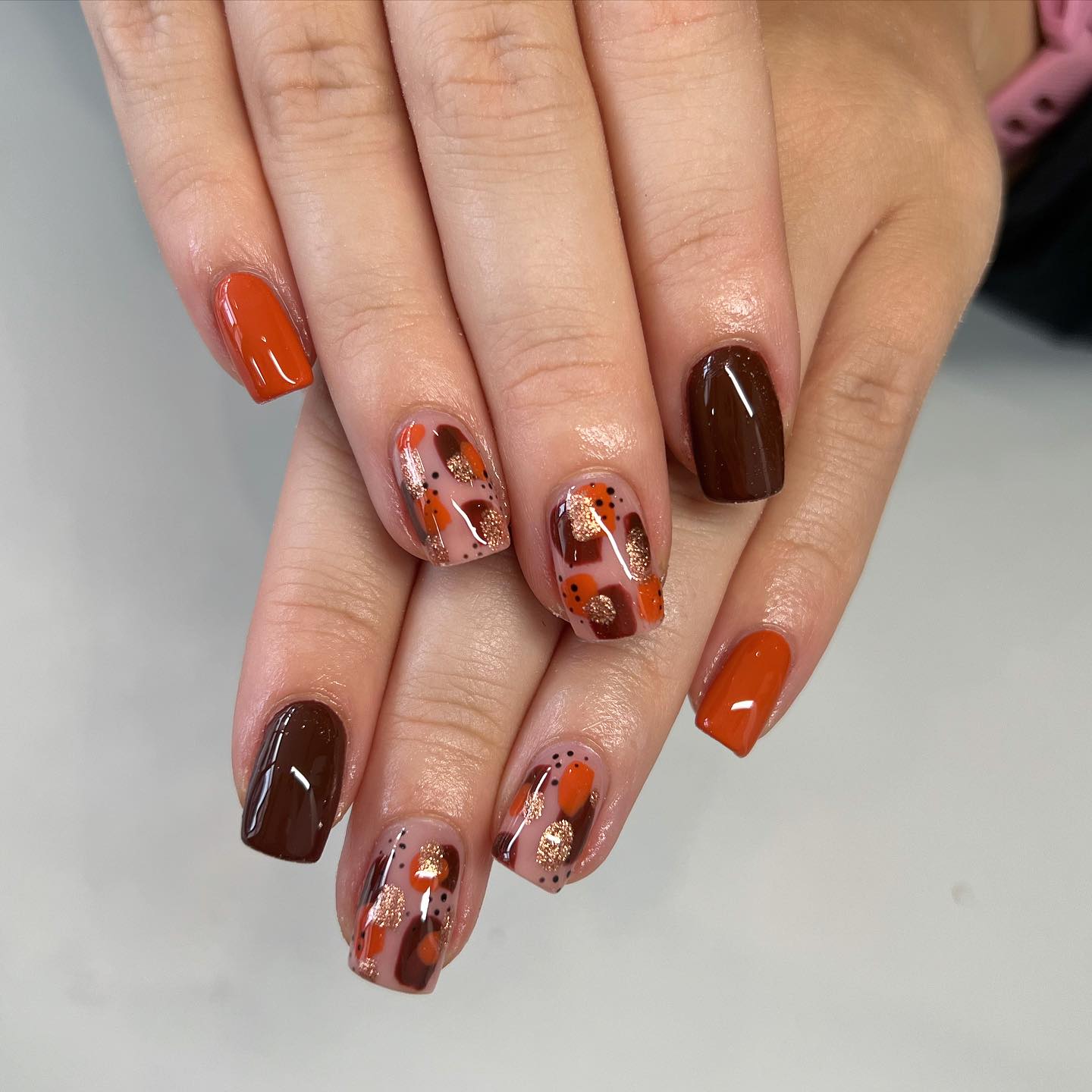 Warm Abstract Swirls with Glitter Accents