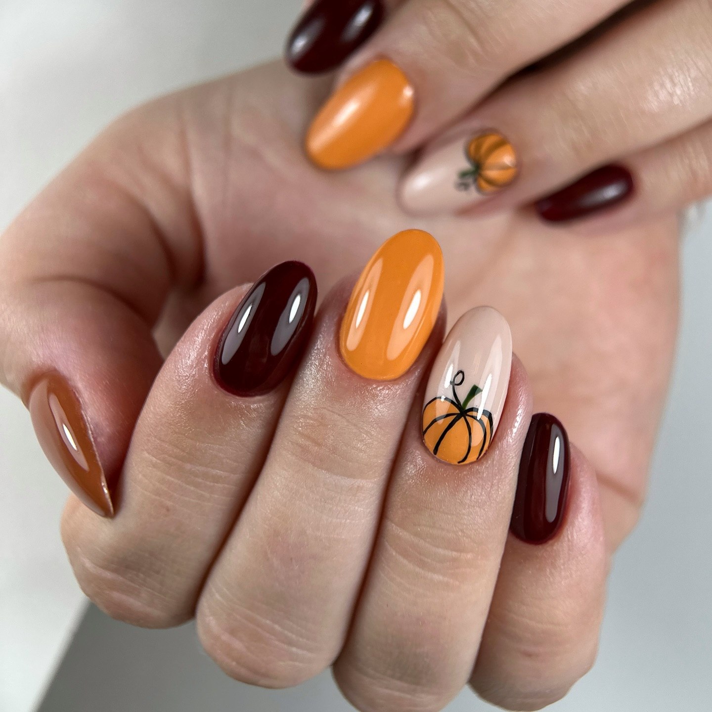 Autumn Pumpkin Patch Oval Nails