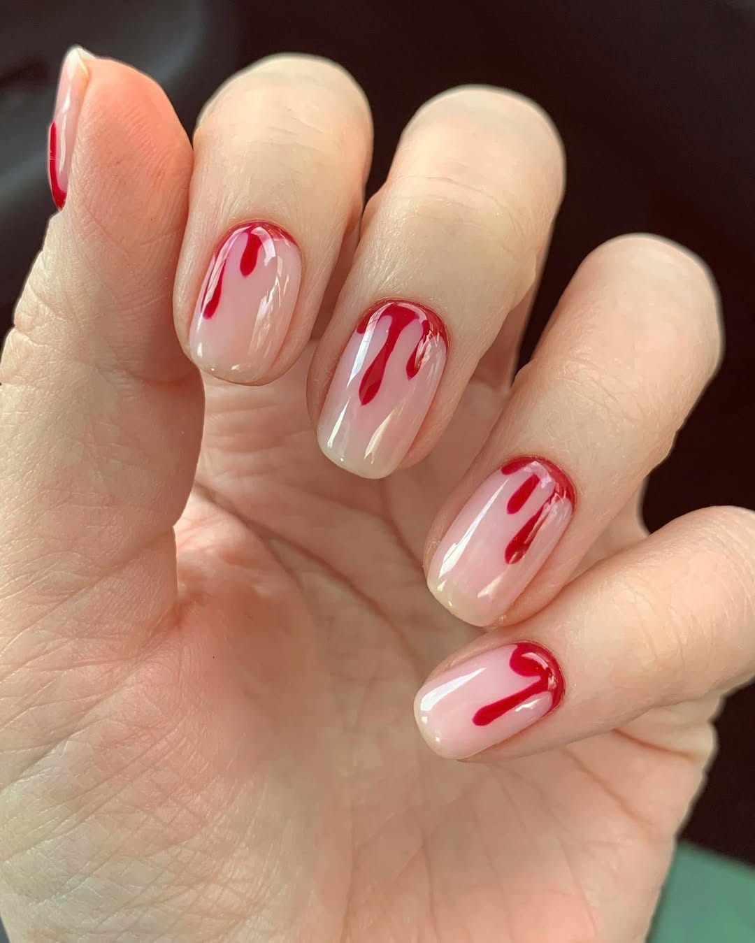 Bloody Drip French Tip Halloween Nails