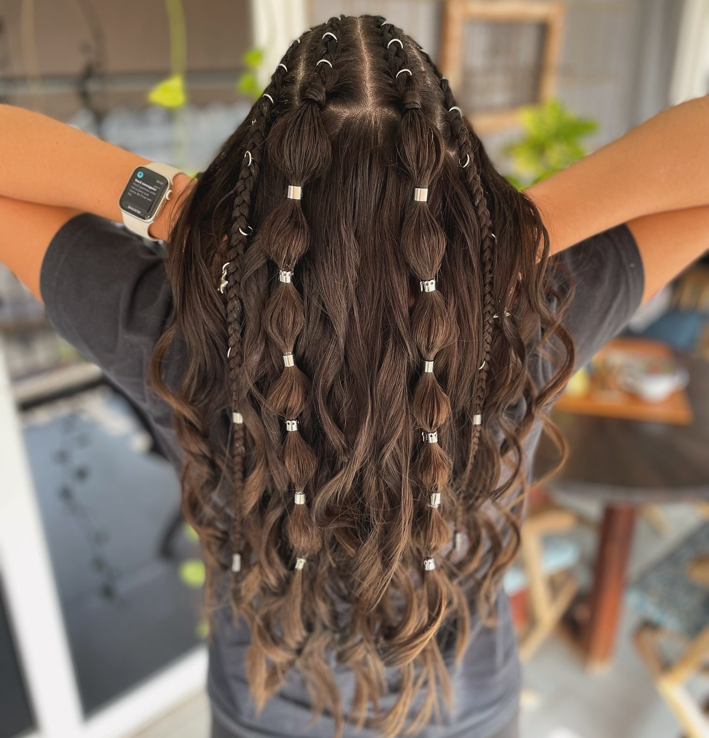 Boho Bubble Braids With Silver Rings