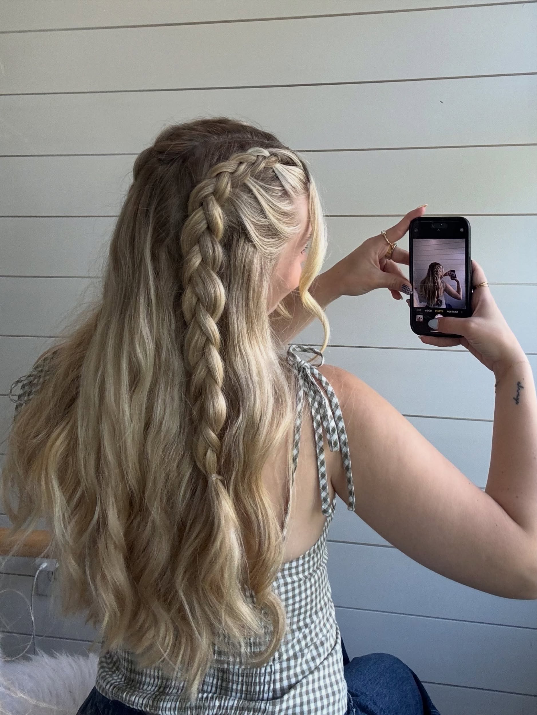 Boho Dutch Braided Half Up Blonde Waves