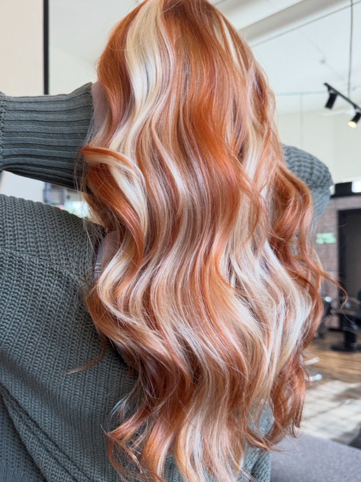 Bold Copper And Cream Blonde Chunky Highlights