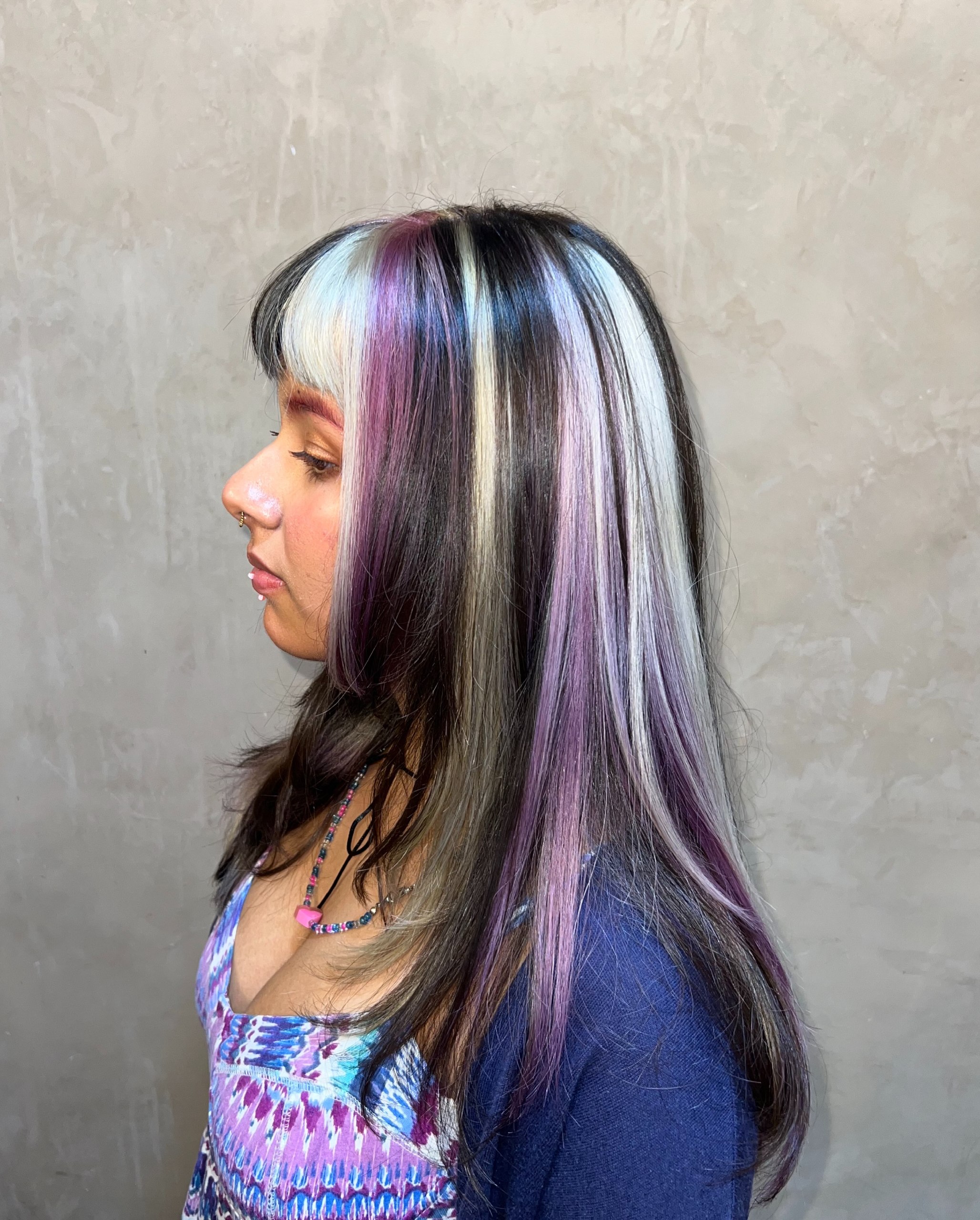 Bold Multidimensional Chunky Highlights With Purple Accents