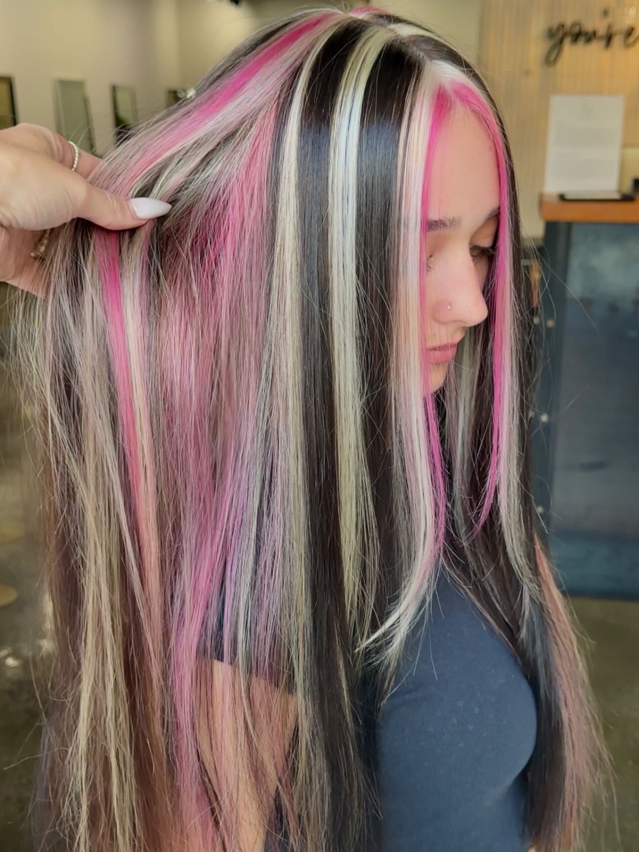 Bold Neapolitan Multi Color Striped Long Hair