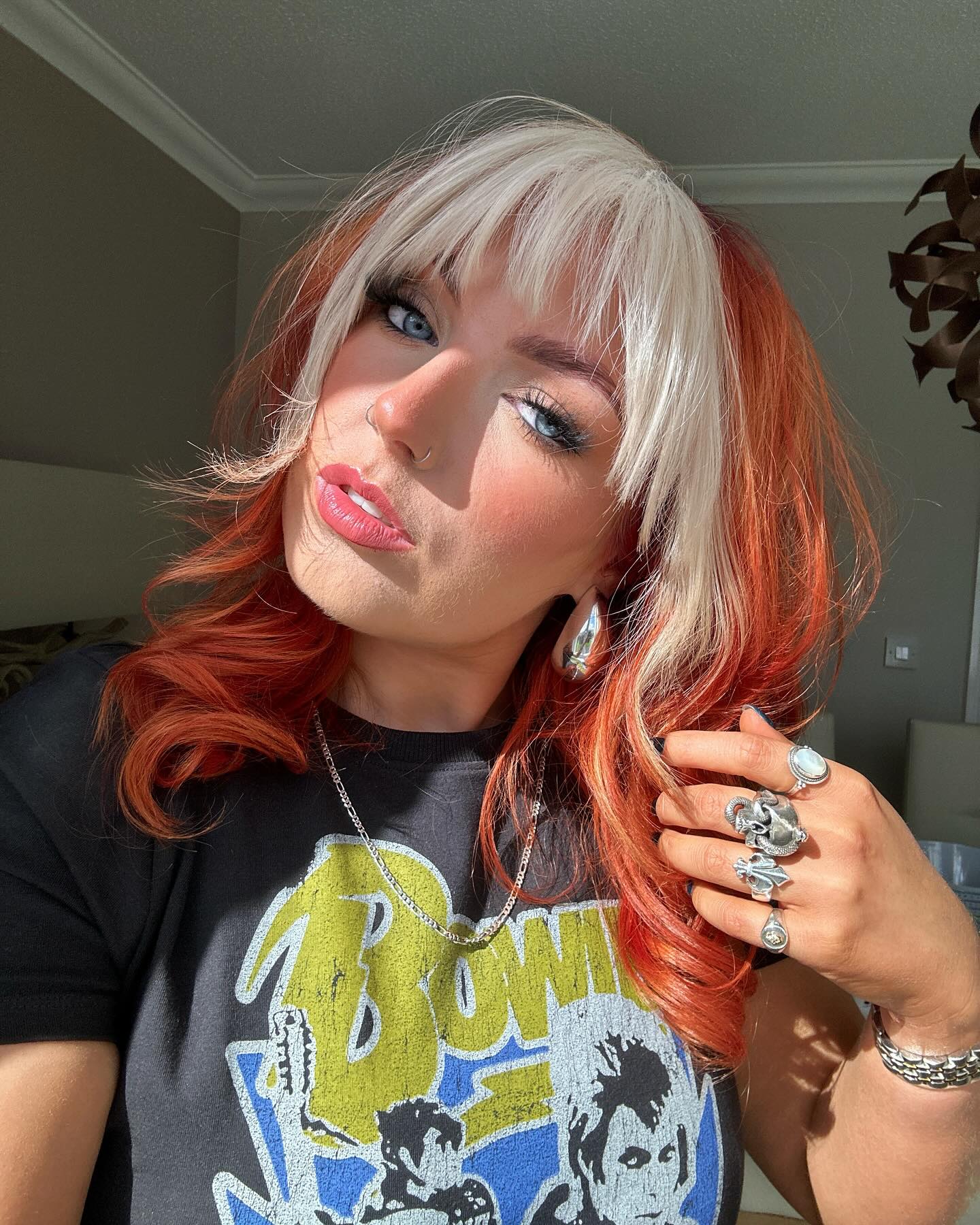 Bold Platinum Blonde And Vibrant Copper Color Block