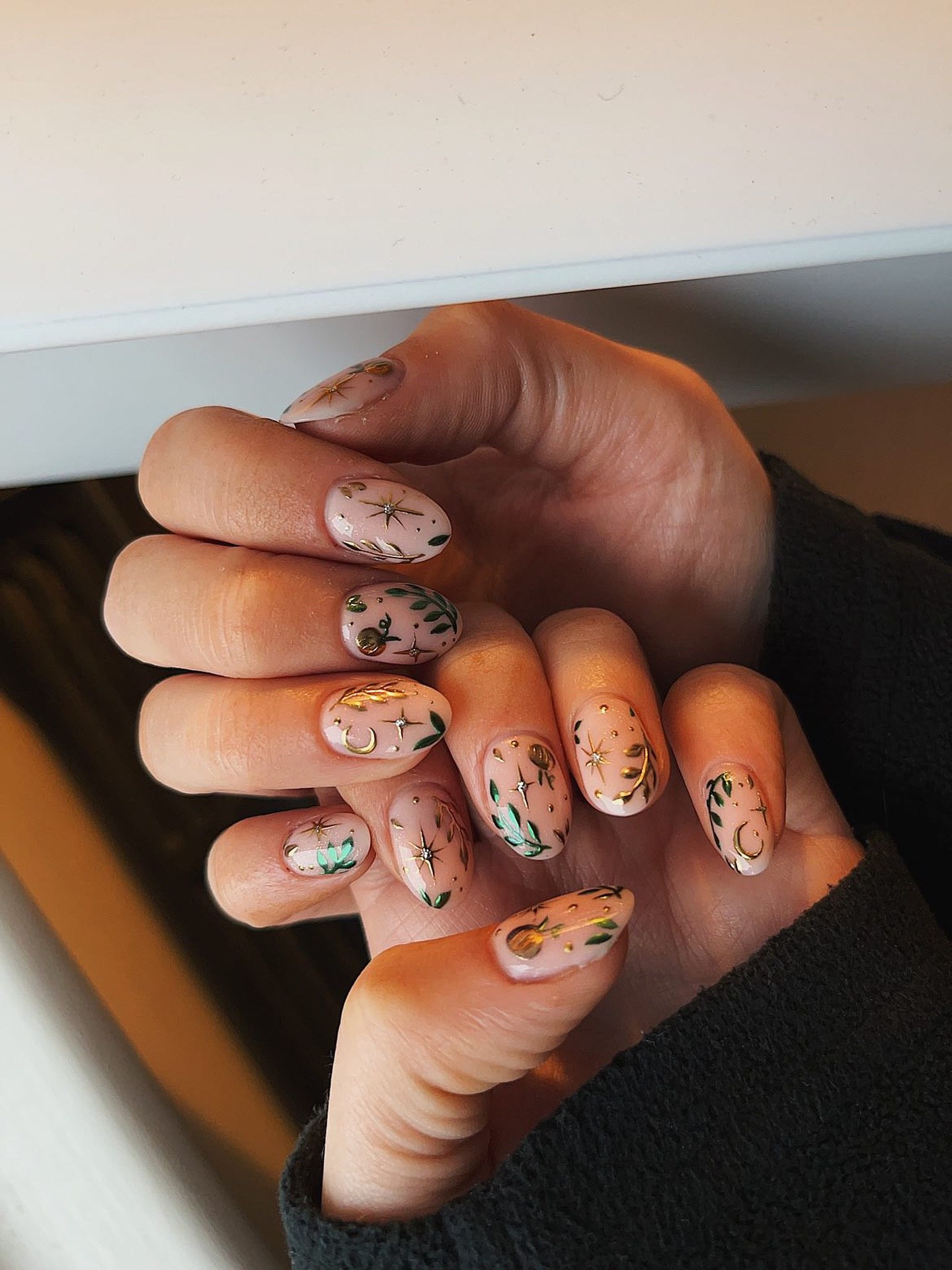 Celestial Botanical Milky Almond Nails