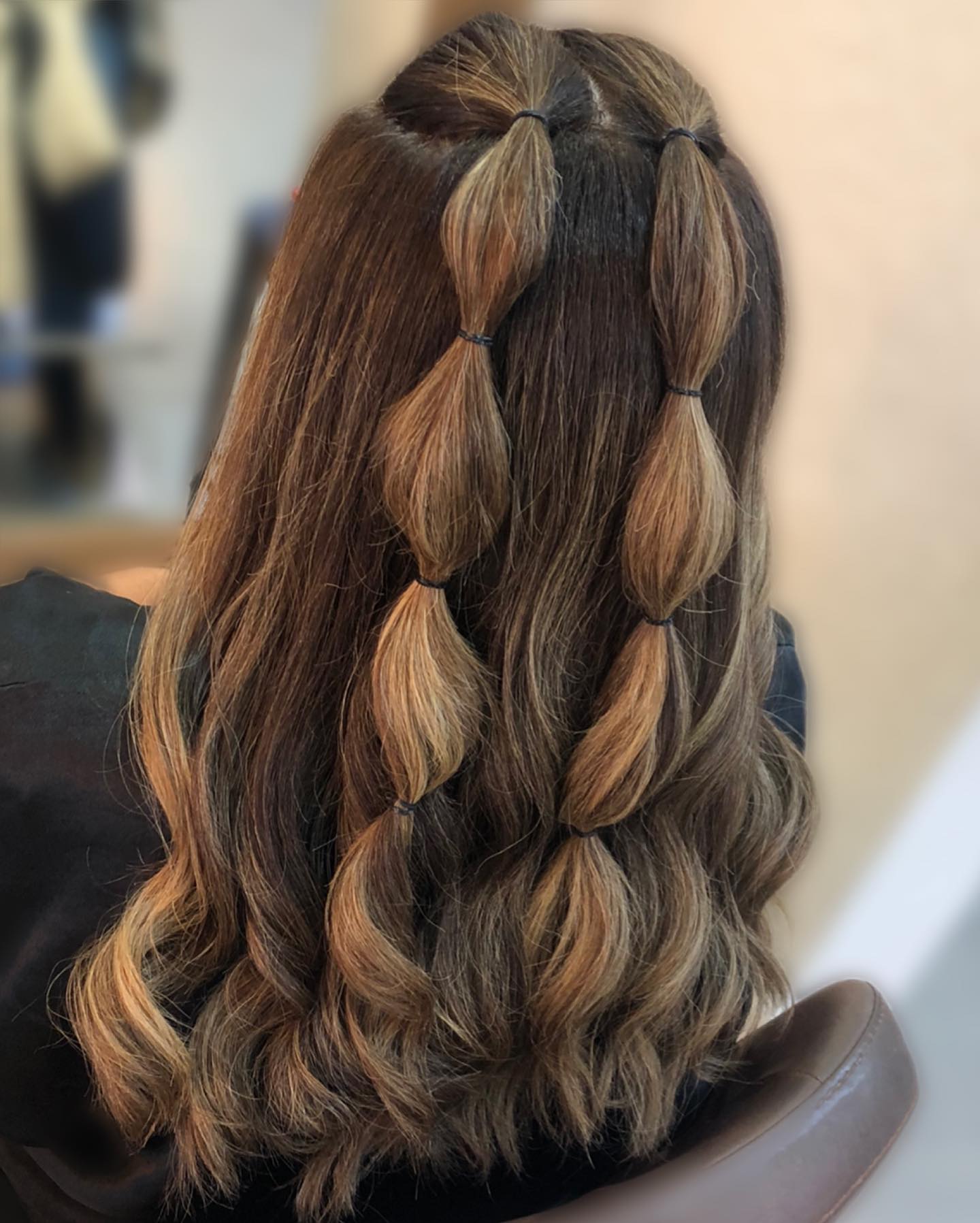 Chic Bubble Braids With Honey Blonde Highlights