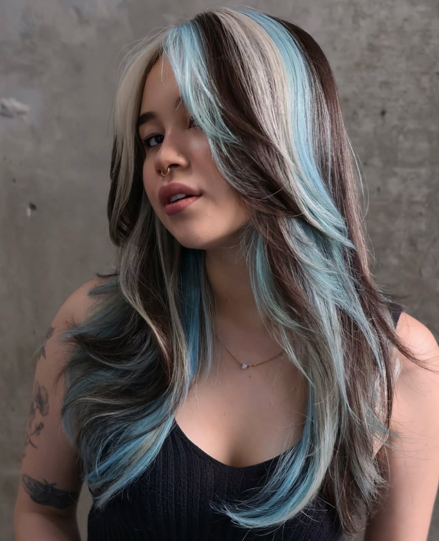 Cool Tone Blue And Platinum E-Girl Layers