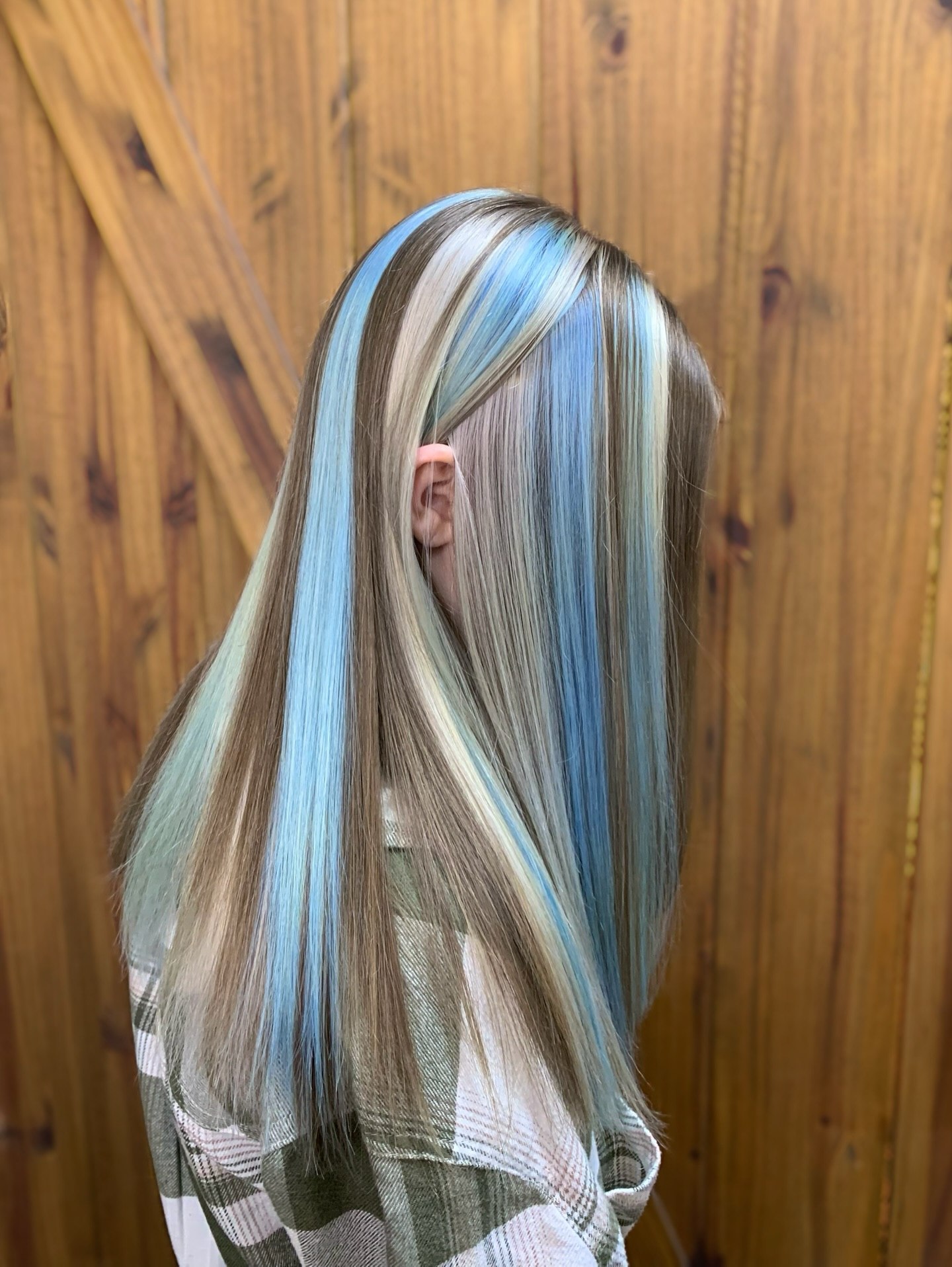 Cool Tone Dimensional Blue And Ash Blonde Highlights