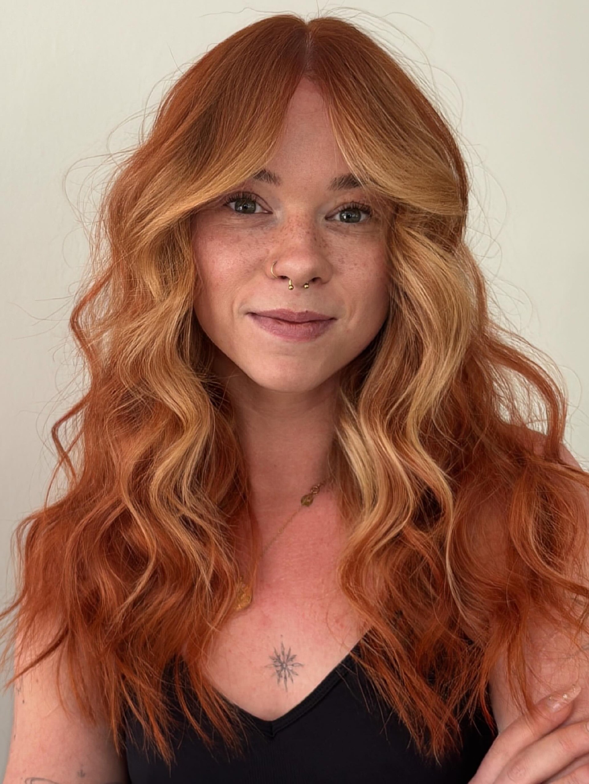 Copper Waves With Bright Strawberry Blonde Face Framing