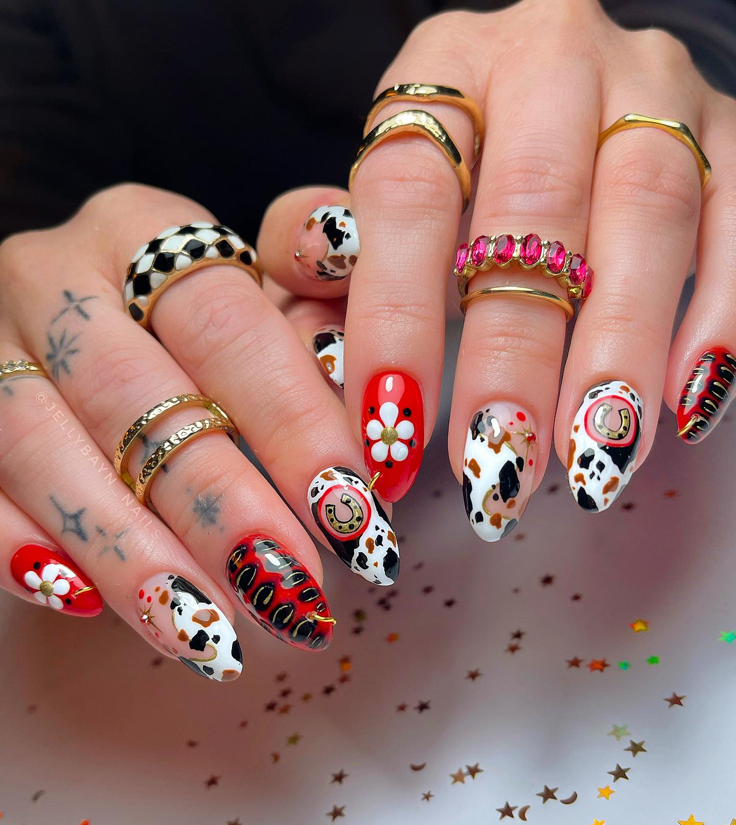 Cow Print & Horseshoe Rodeo Ready Nails