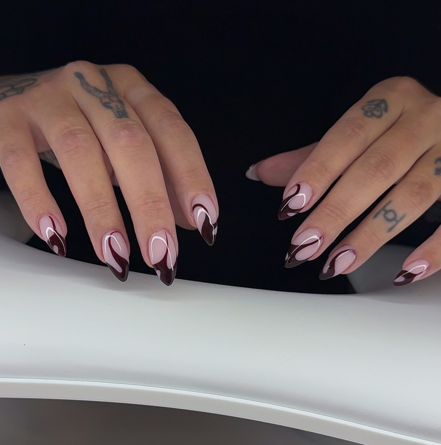 Dark Chocolate Swirl Almond French Tips