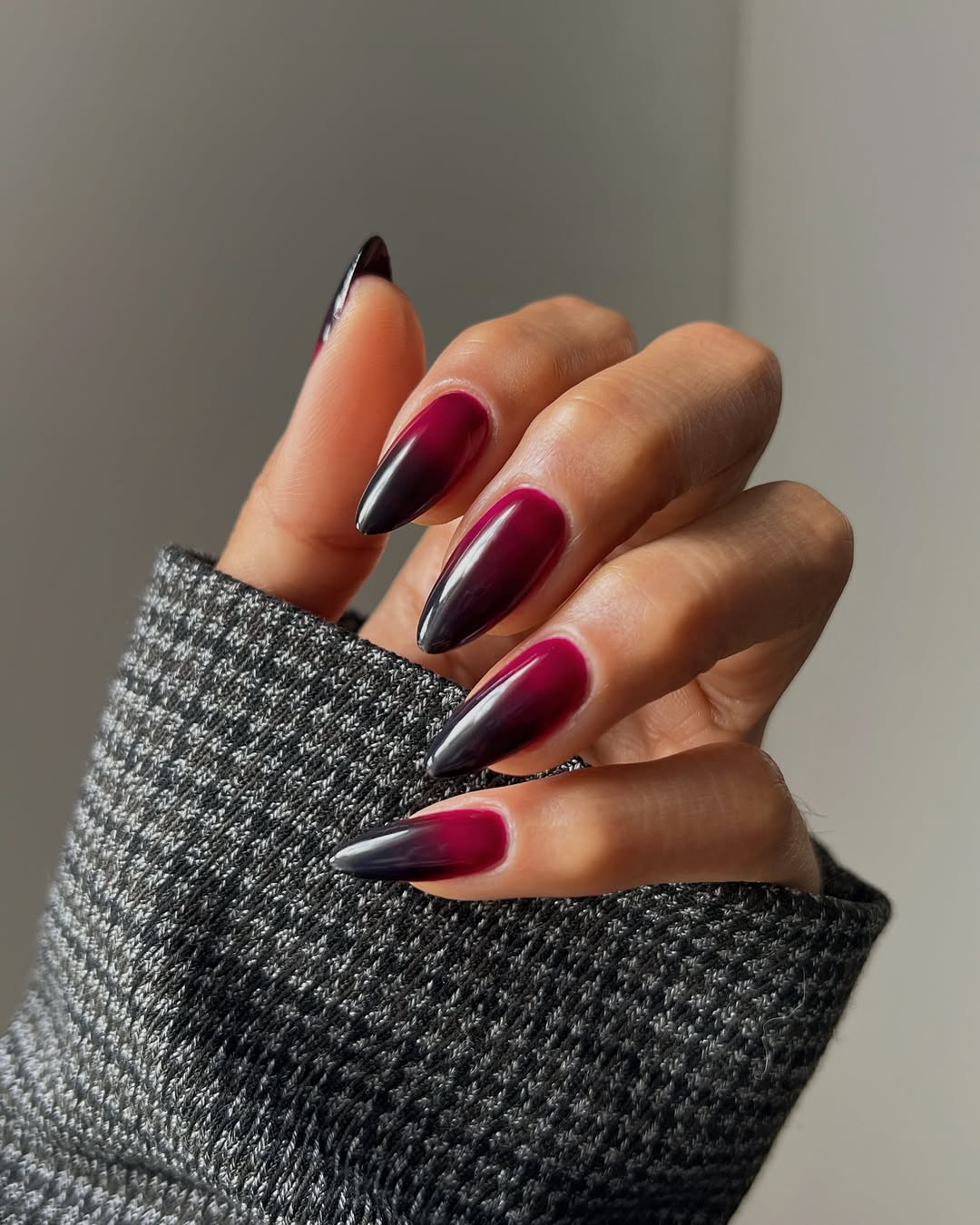 Dark Ombre Stiletto Nails