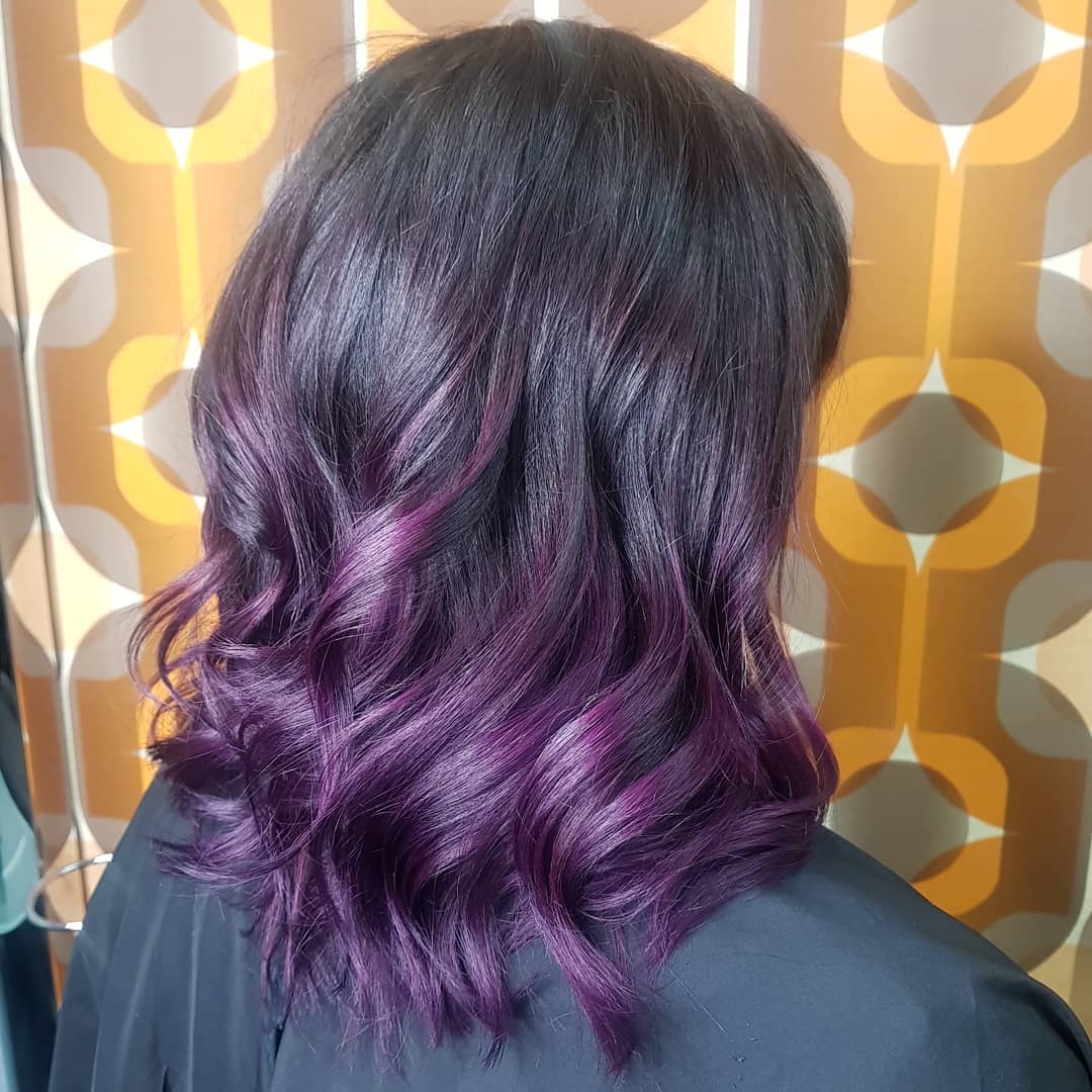 Deep Plum Ombre With Soft Waves