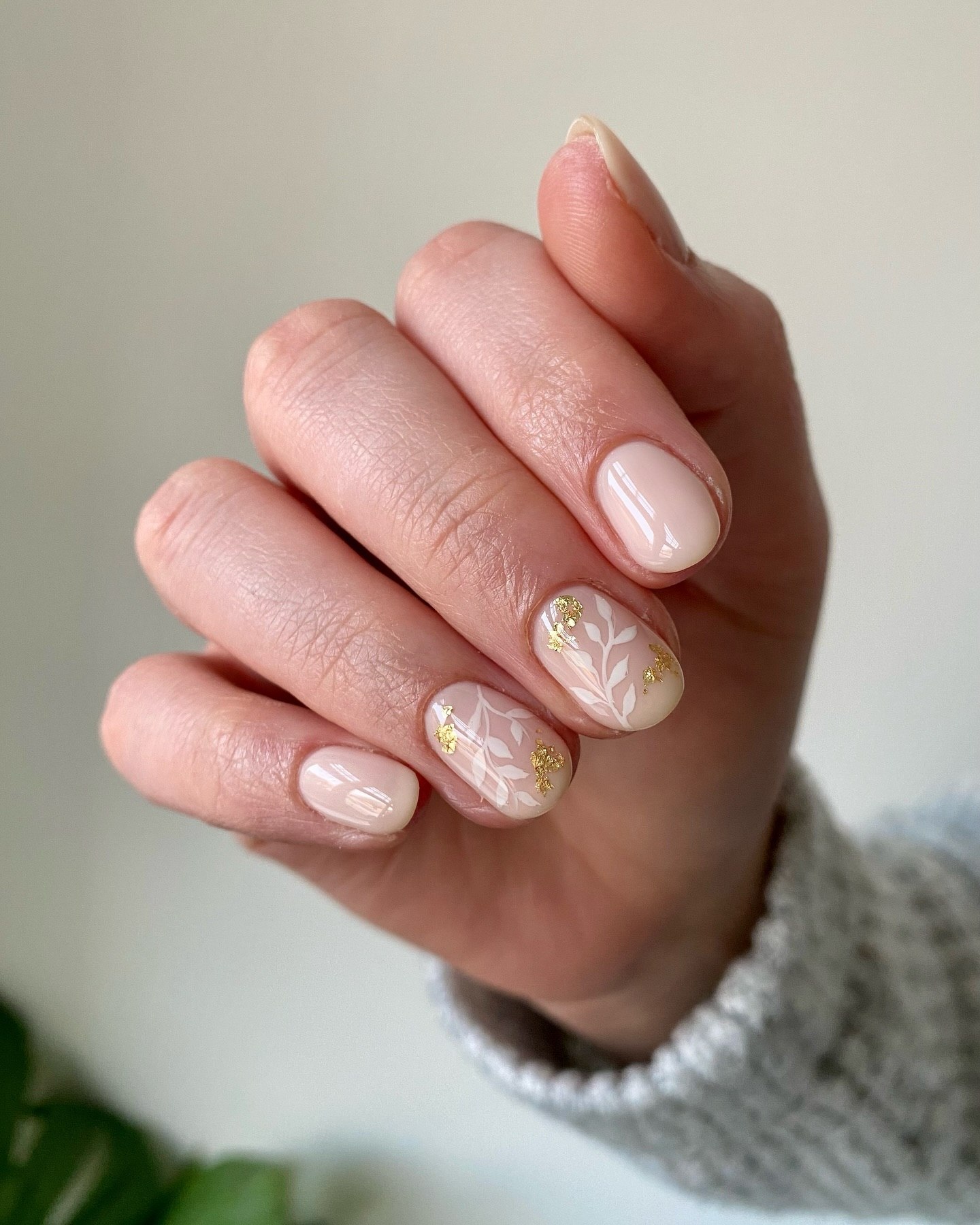Delicate Floral Overlay with Gold Leaf Accents
