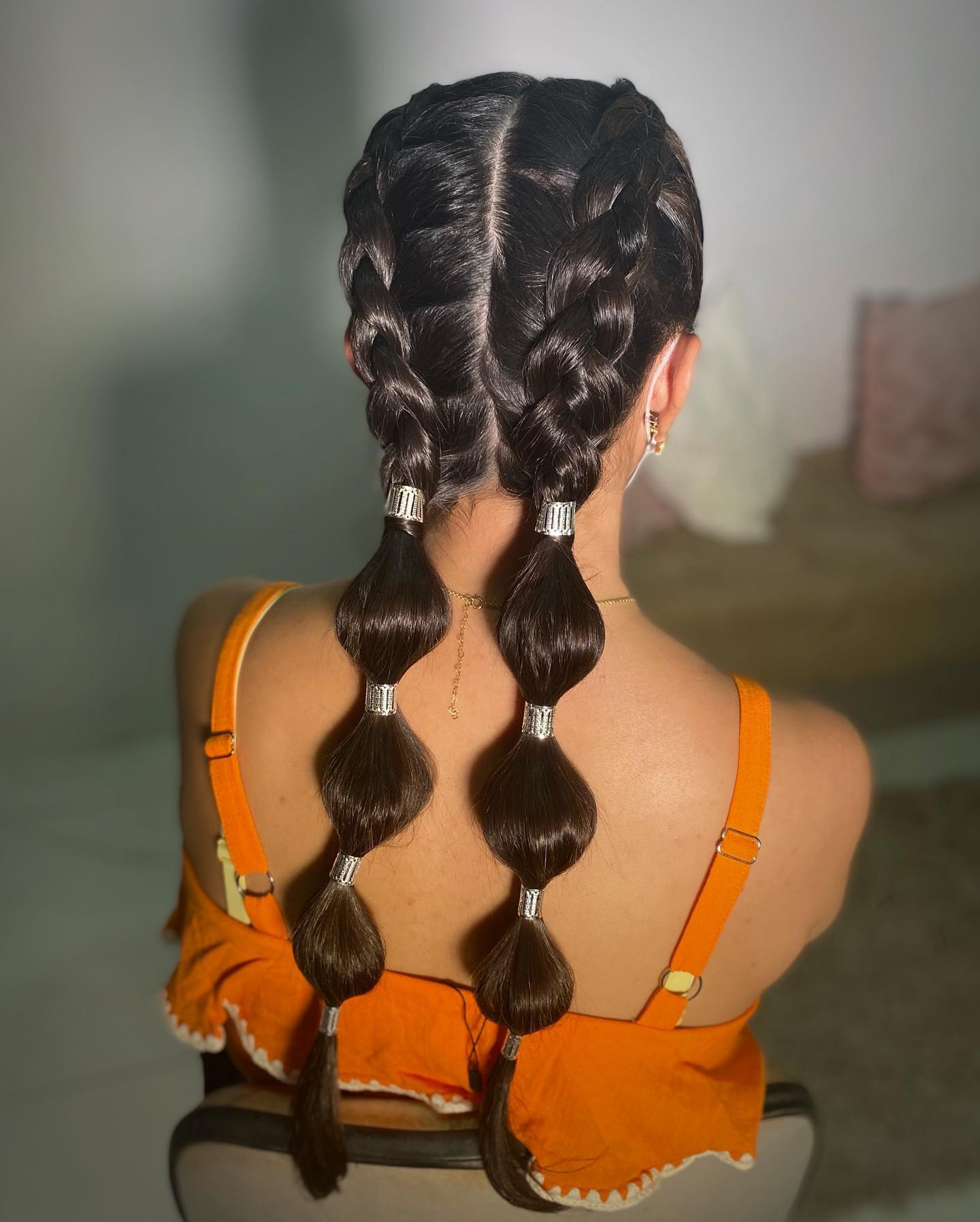 Double Bubble Braids With Silver Charms