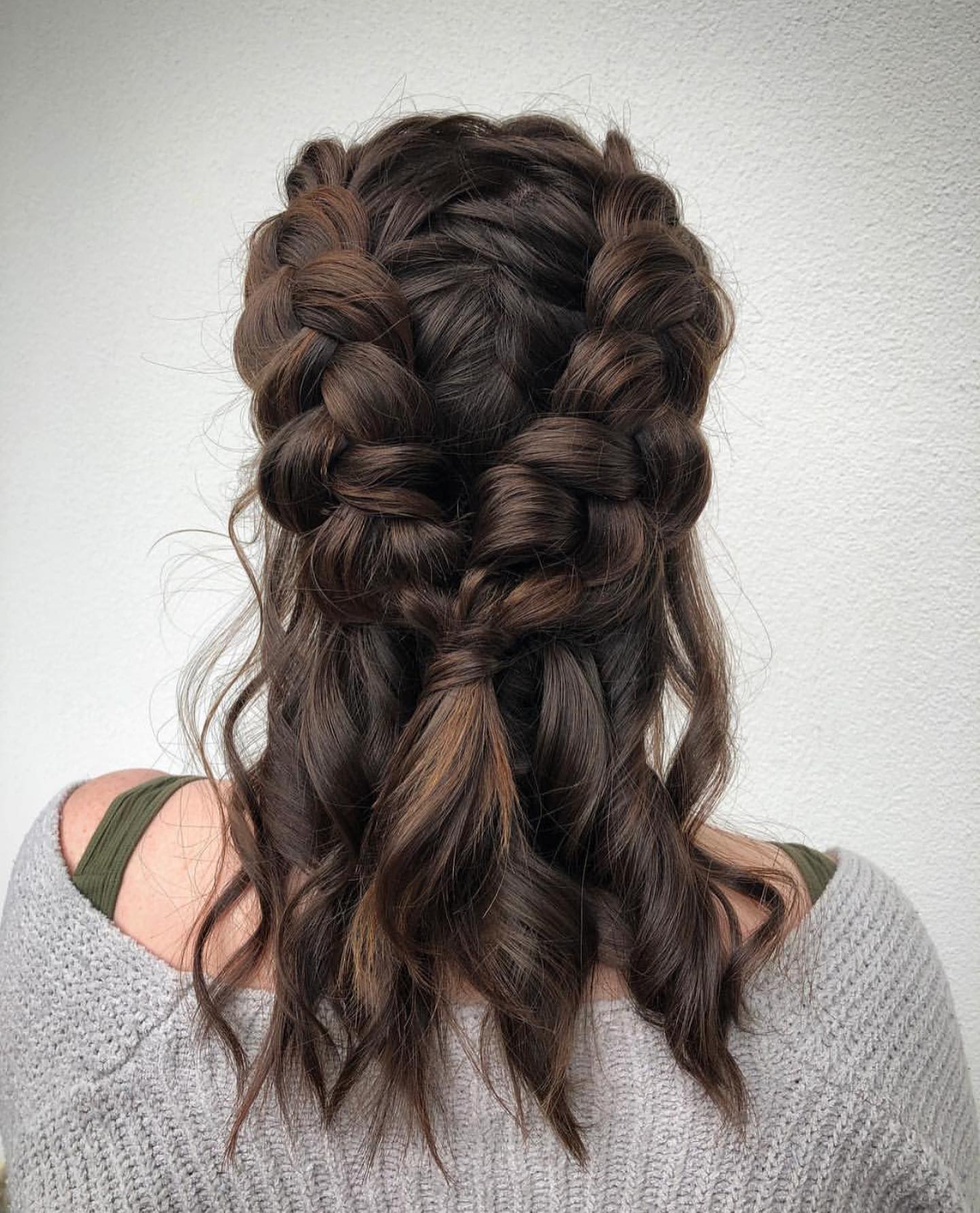 Double Crown Braids With Loose Waves