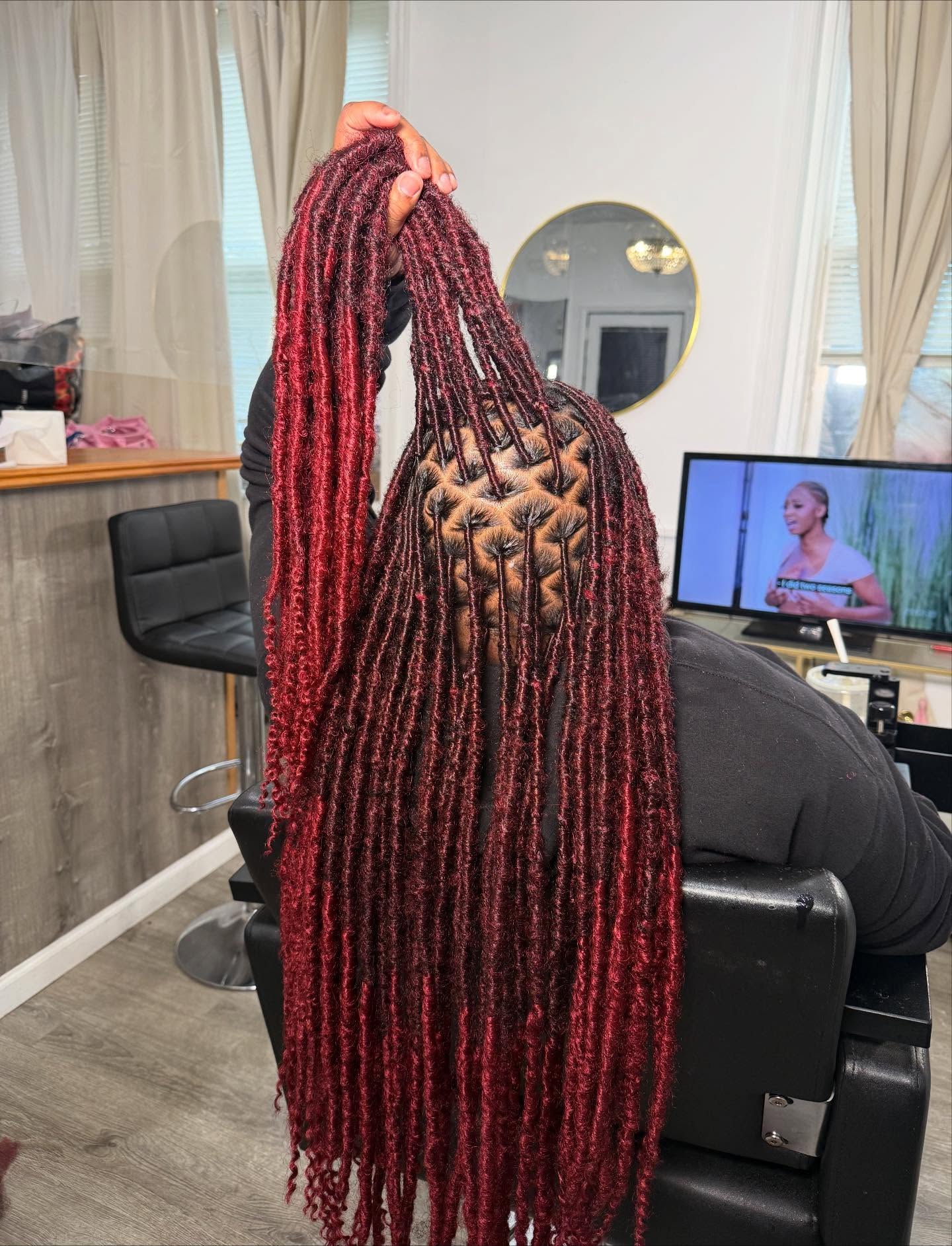Extra Long Burgundy Goddess Faux Locs