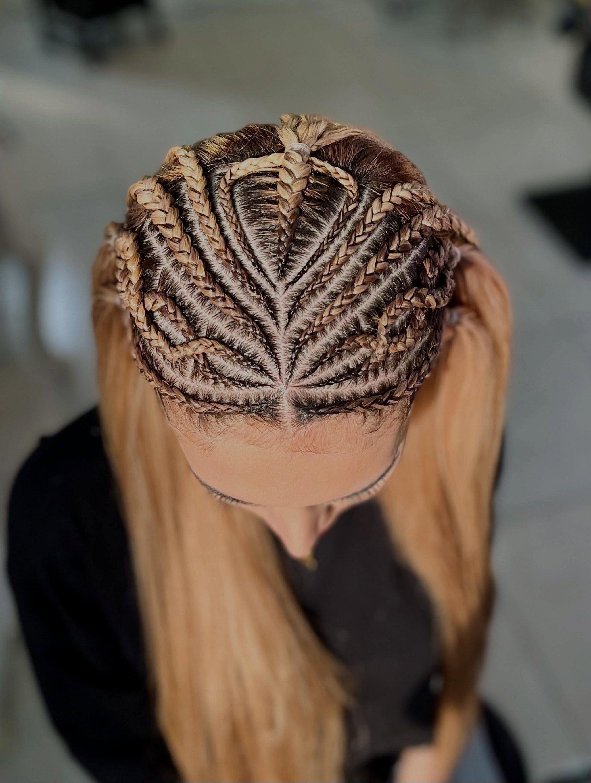 Geometric Cornrow Braids With Blonde Highlights