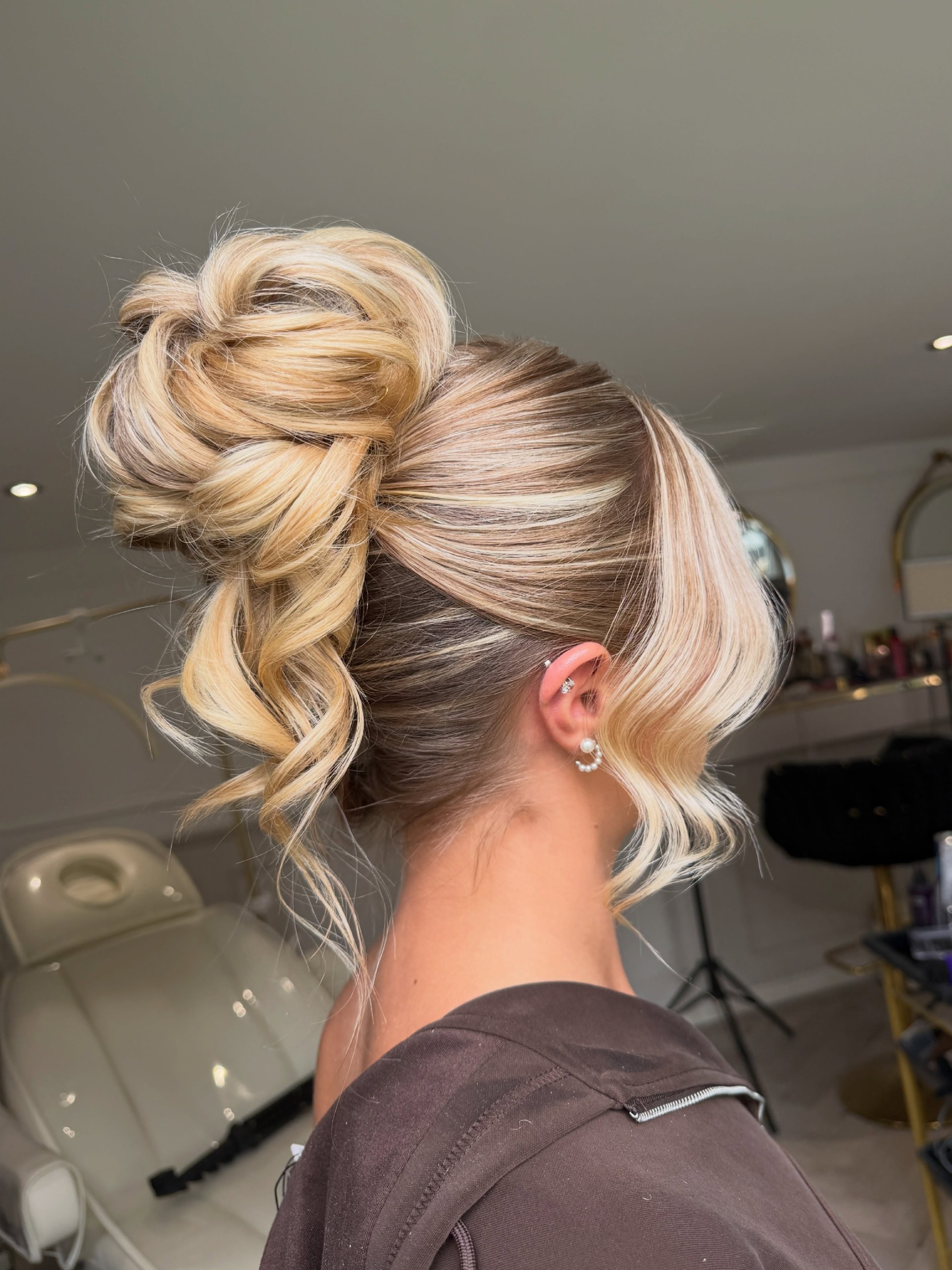 Glamorous Twisted Updo With Loose Curls