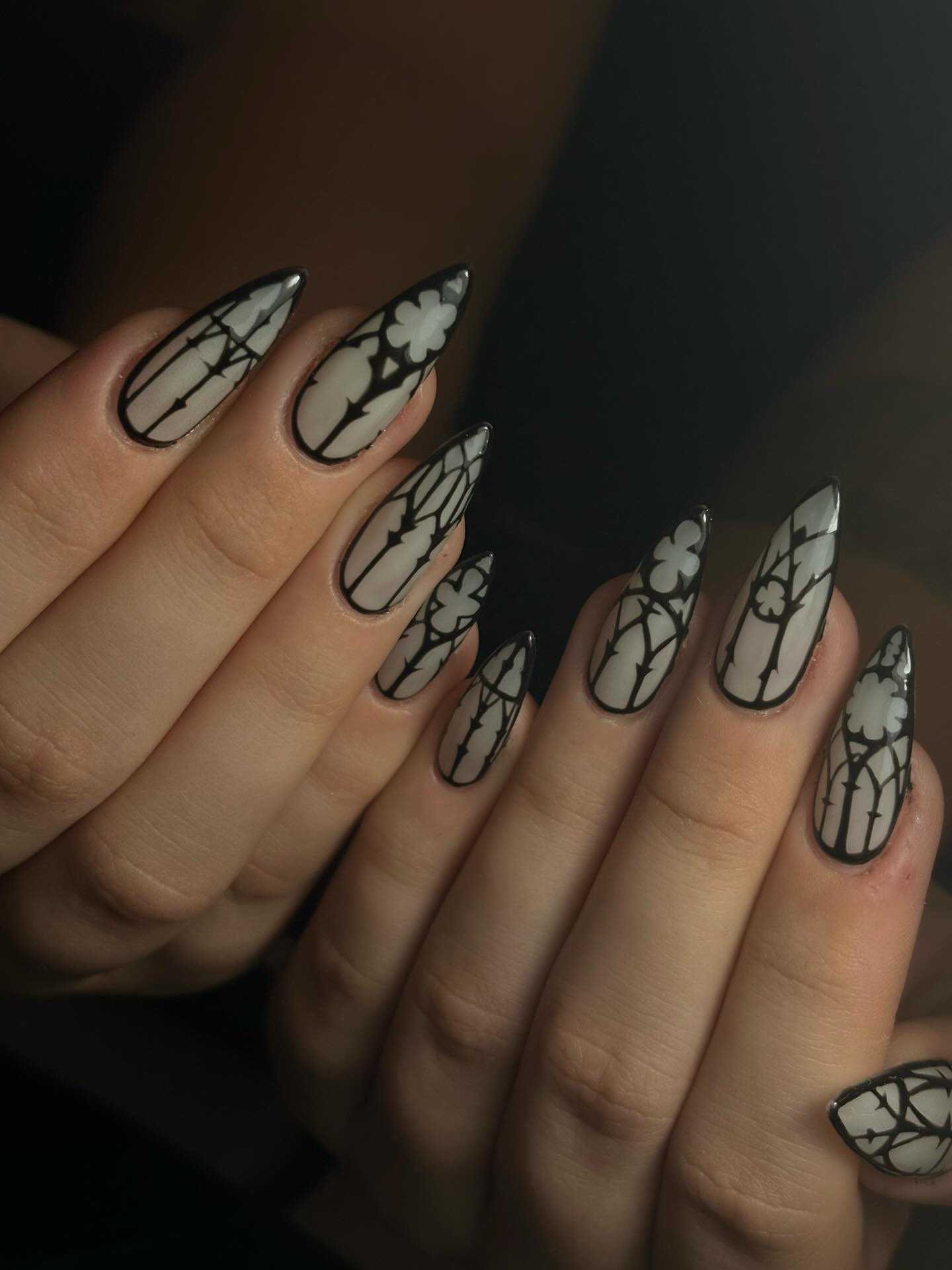 Gothic Stained Glass Almond Nails