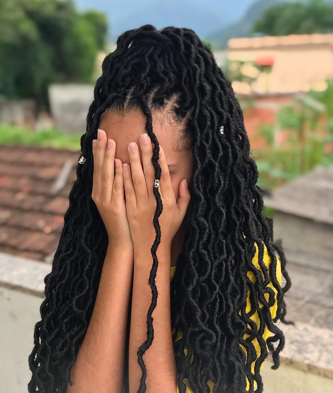 Half Up High Pony Jet Black Faux Locs