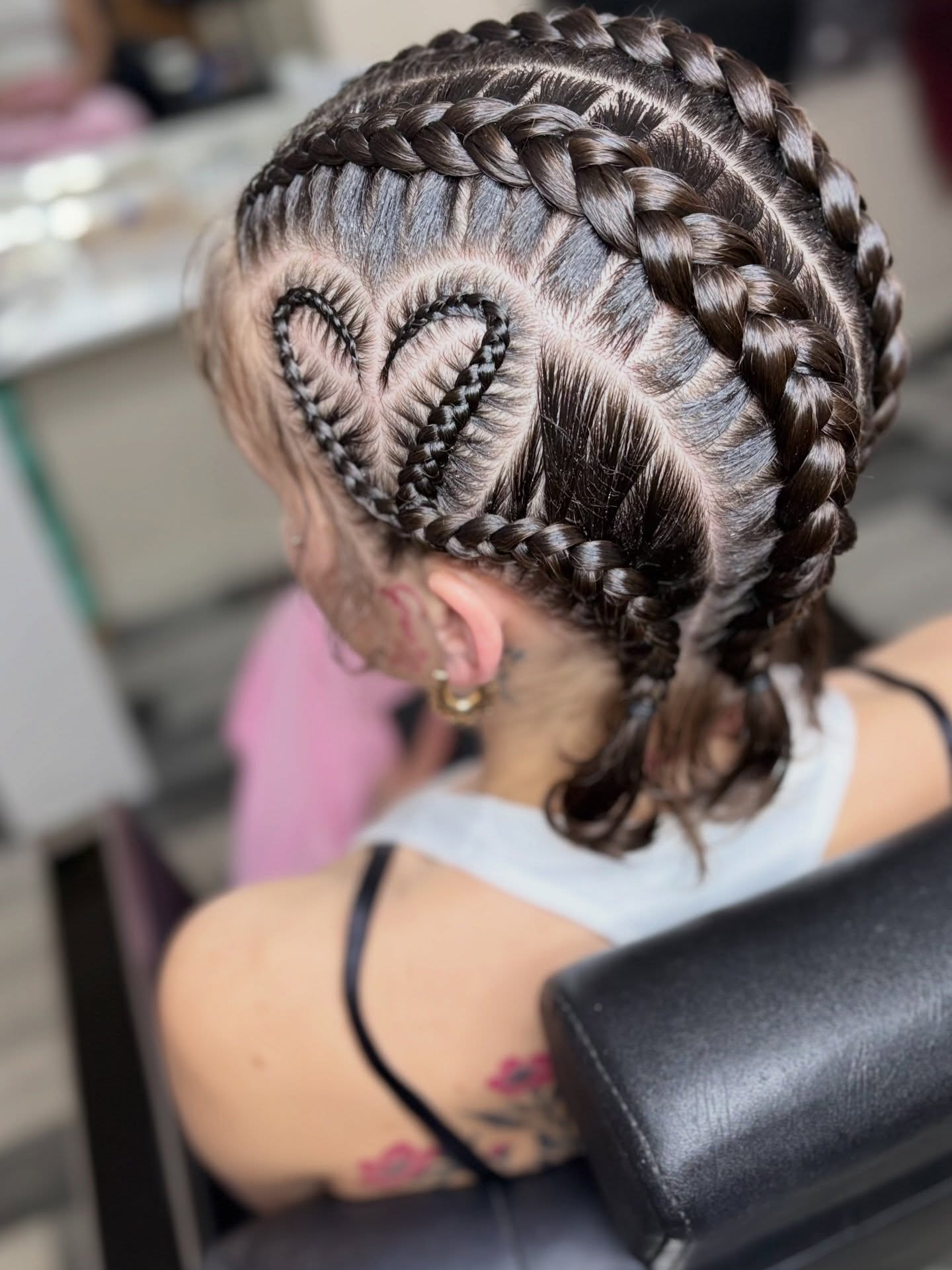 Intricate Heart Cornrows With Sleek Braids