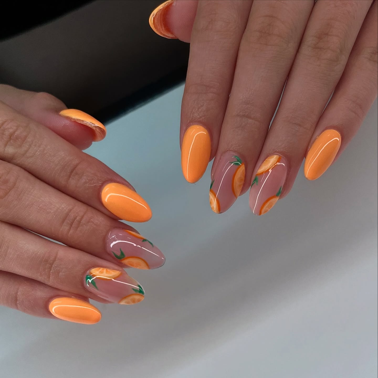 Juicy Orange Slice Almond Nails