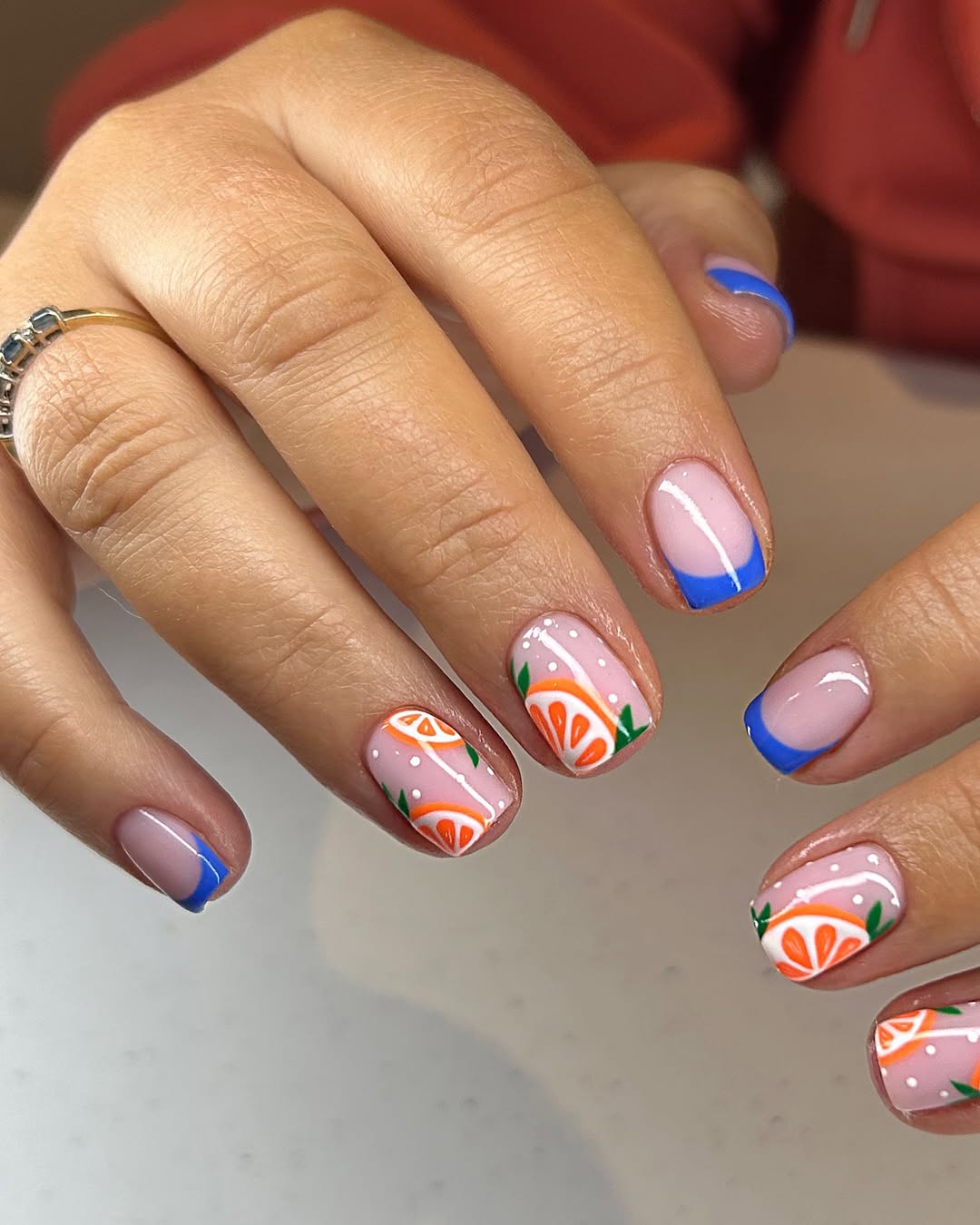 Juicy Orange Slice French Tip Nails