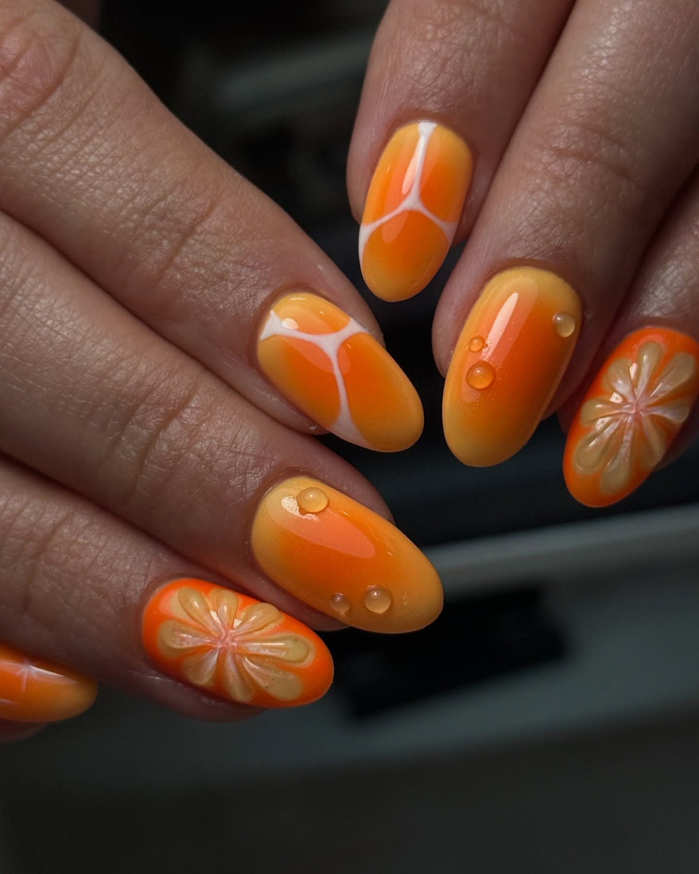 Juicy Orange Slice Ombre Nails