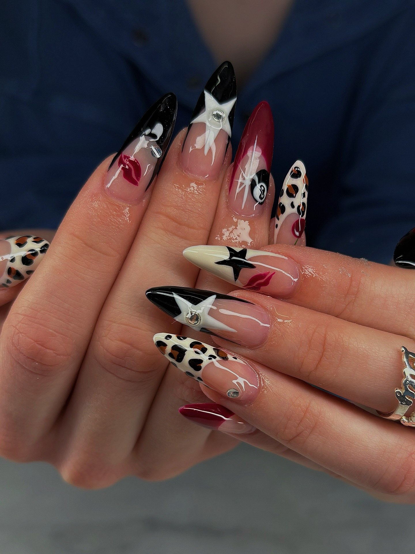 Leopard Lip Gloss Almond French Tips