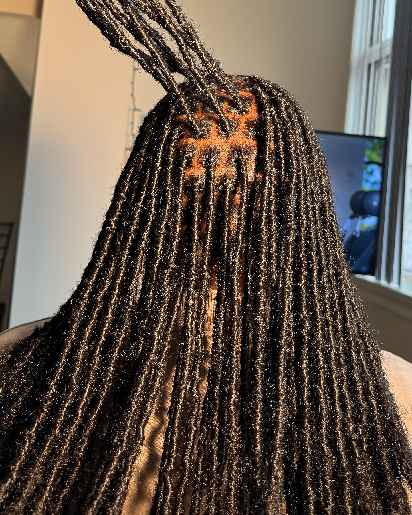 Long Jet Black Textured Faux Locs