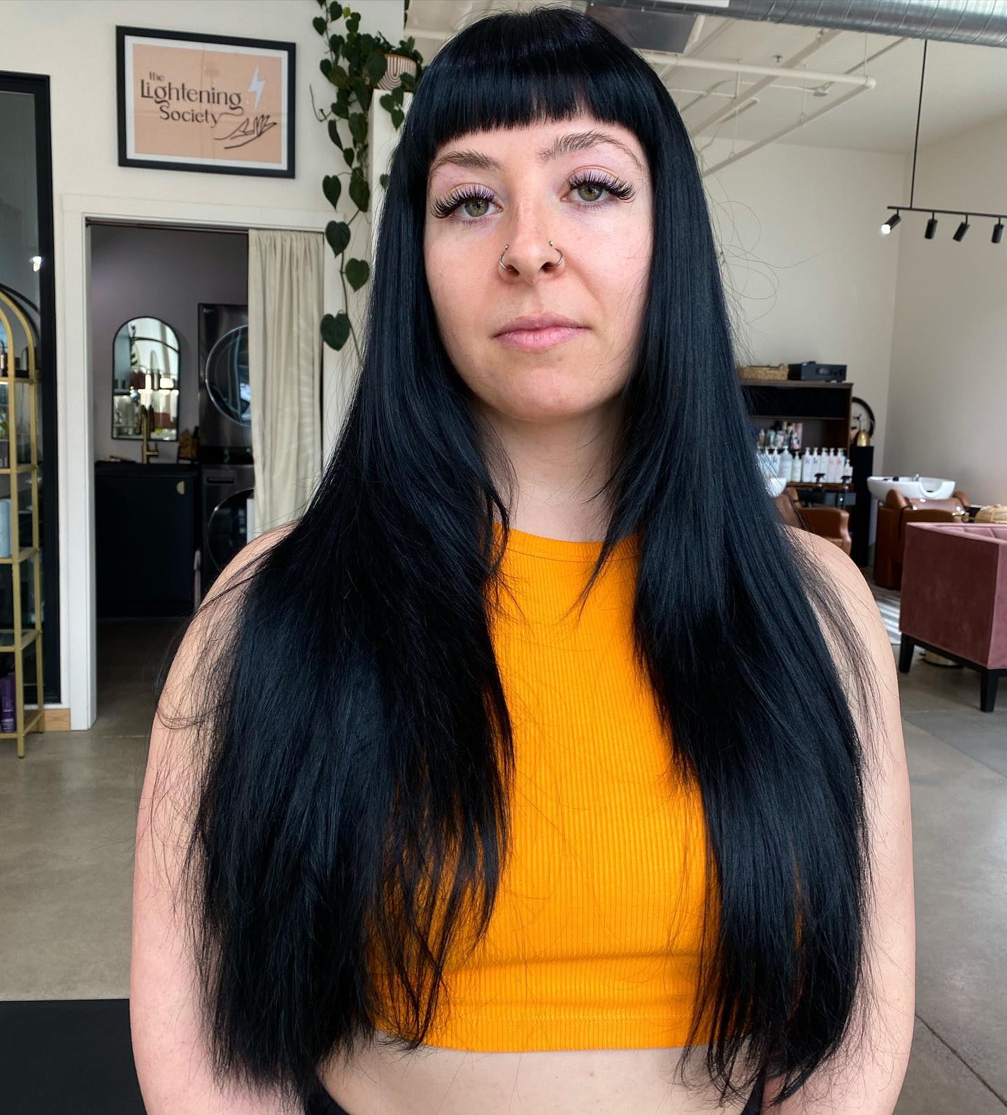 Long Straight Hair With Statement Baby Bangs