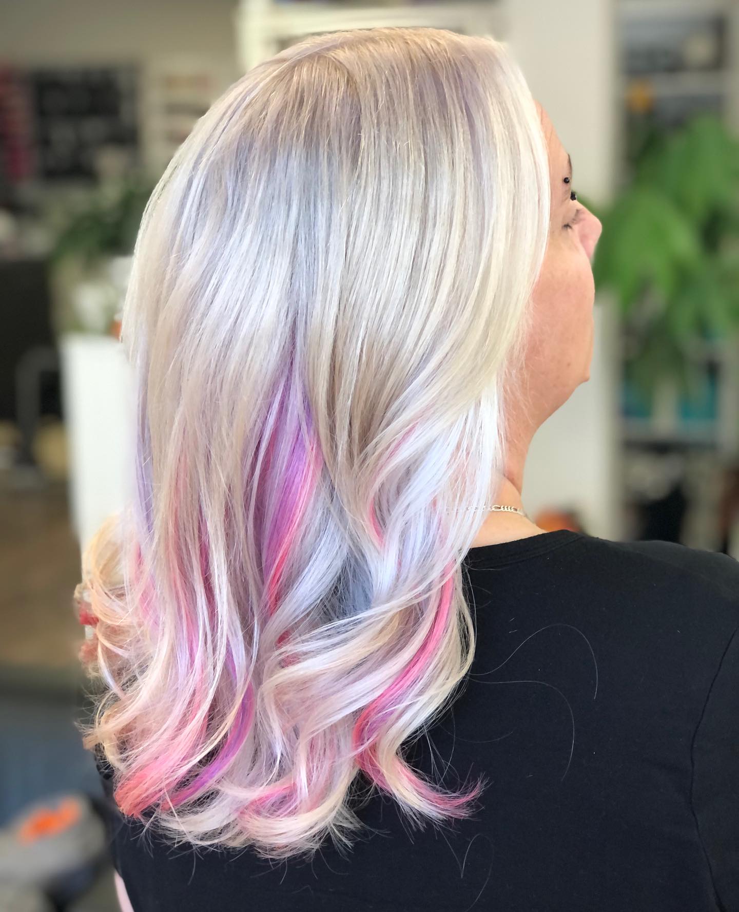 Pastel Pop Of Pink And Purple Highlights