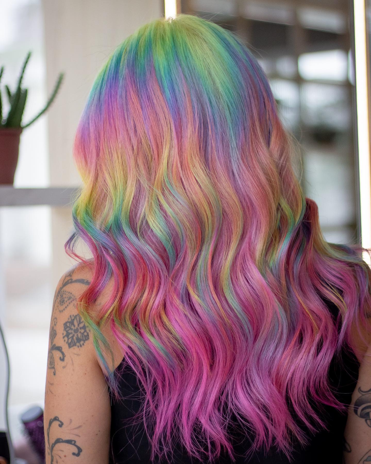 Pastel Rainbow Vivid Balayage Waves