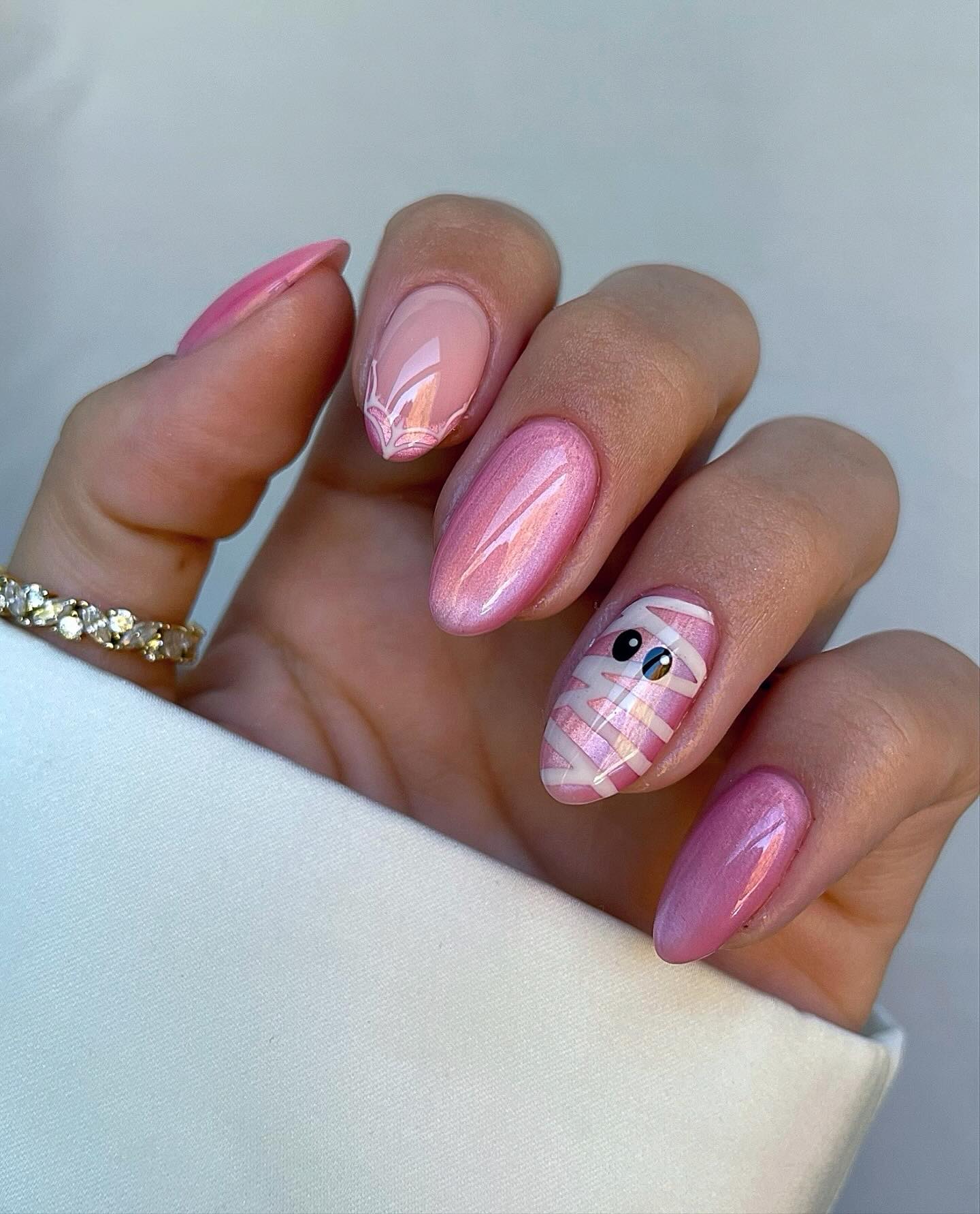 Pink Mummy With Ghostly French Tips