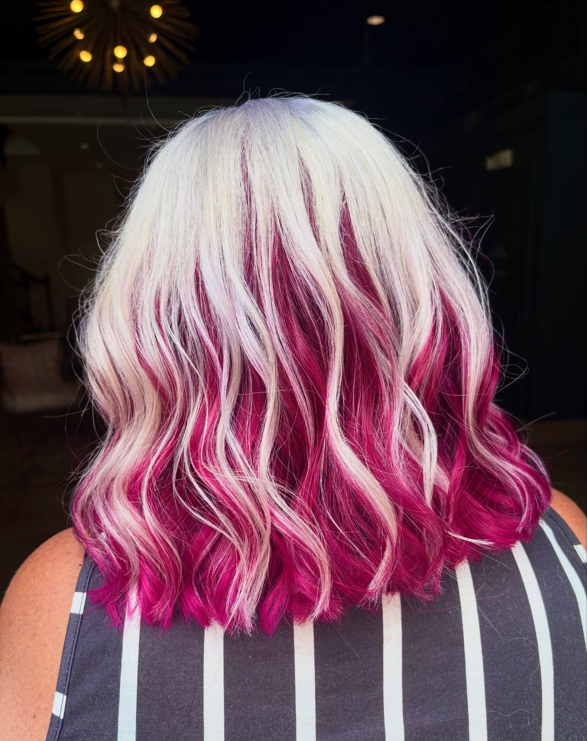 Platinum Blonde With Bold Magenta Dip-Dye