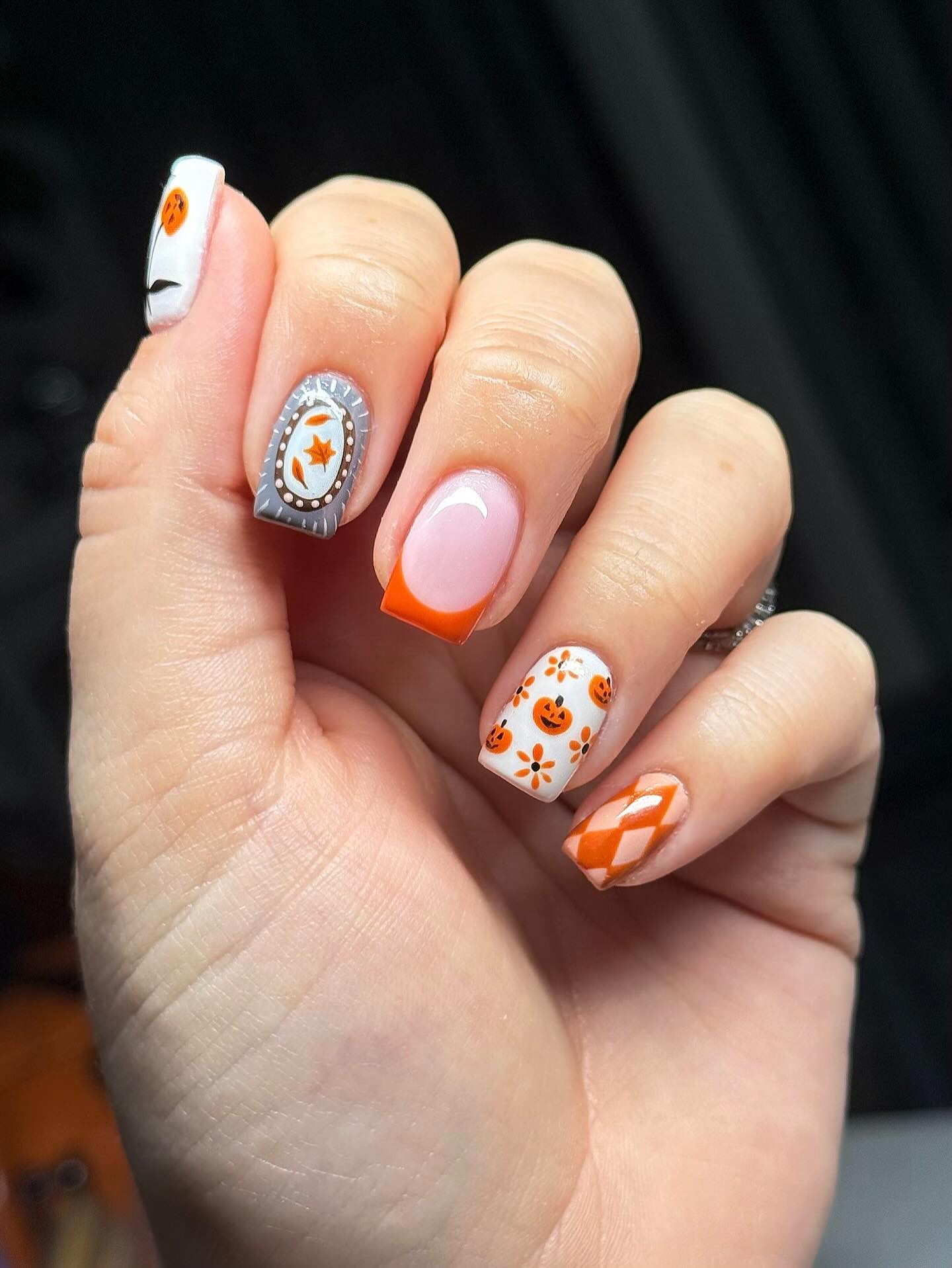 Pumpkin Patch French Tip Nails
