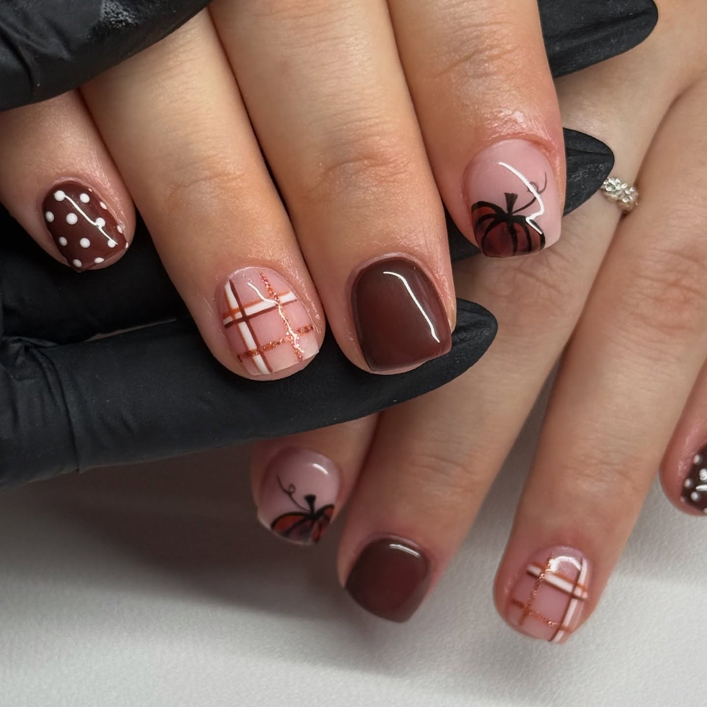 Pumpkin Patch Plaid & Polka Dot Fall Nails
