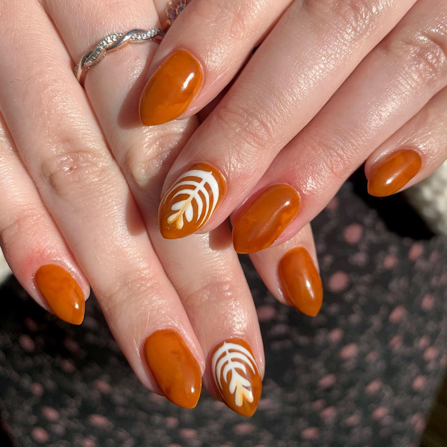 Pumpkin Spice Latte Almond Nails