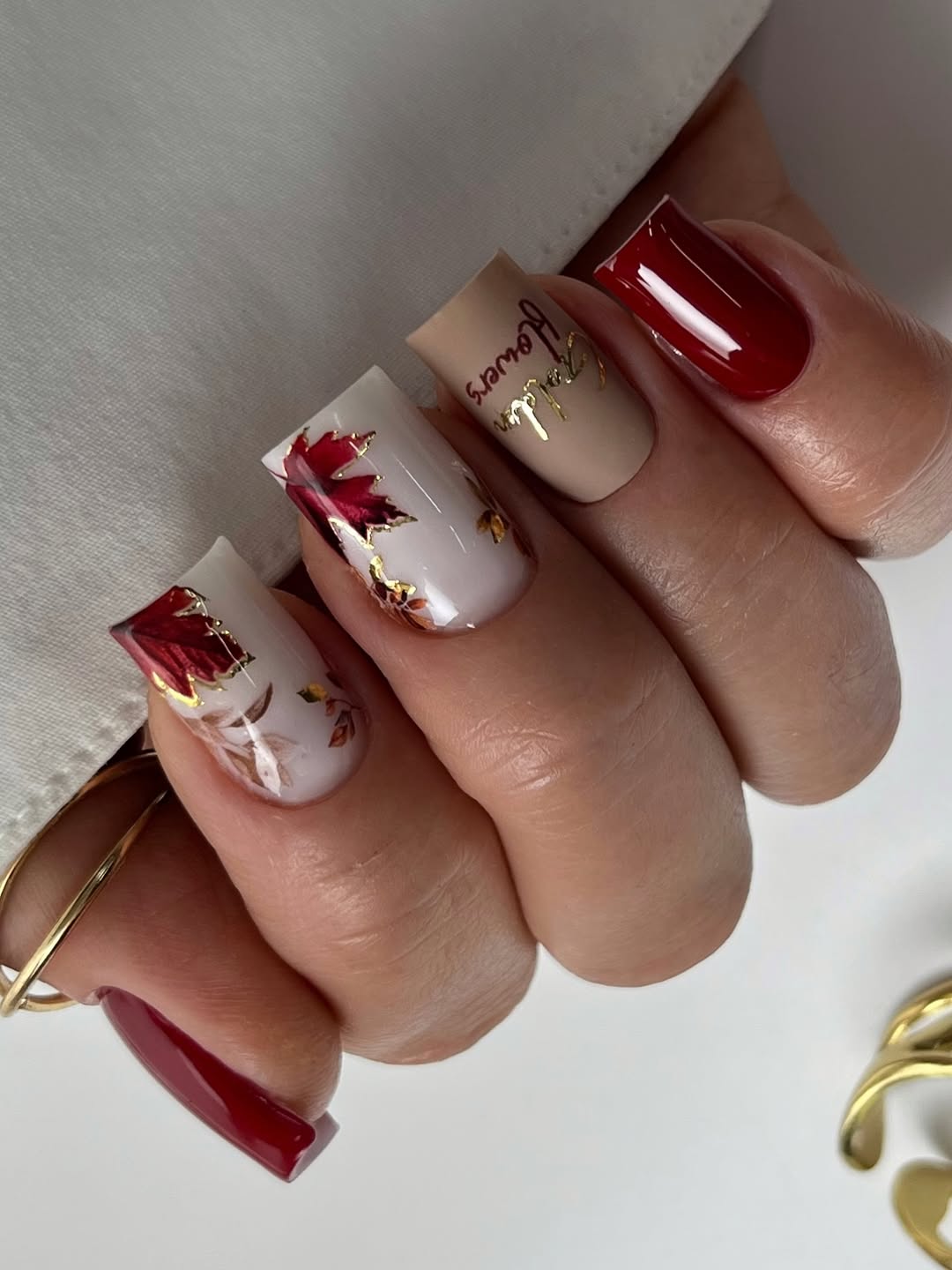 Red Maple Leaf Fall Nail Art