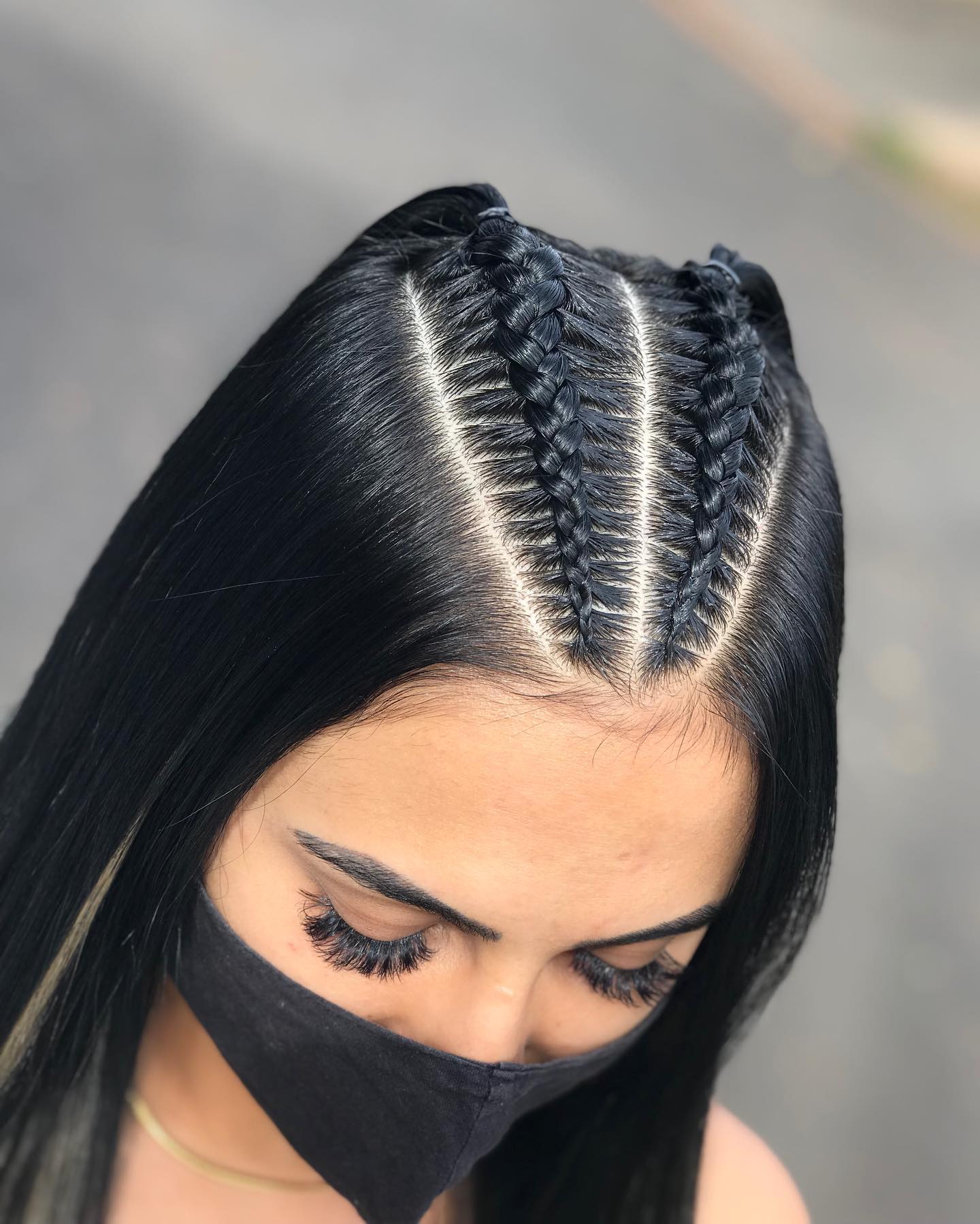 Sleek Front Dutch Braids With High Gloss Finish