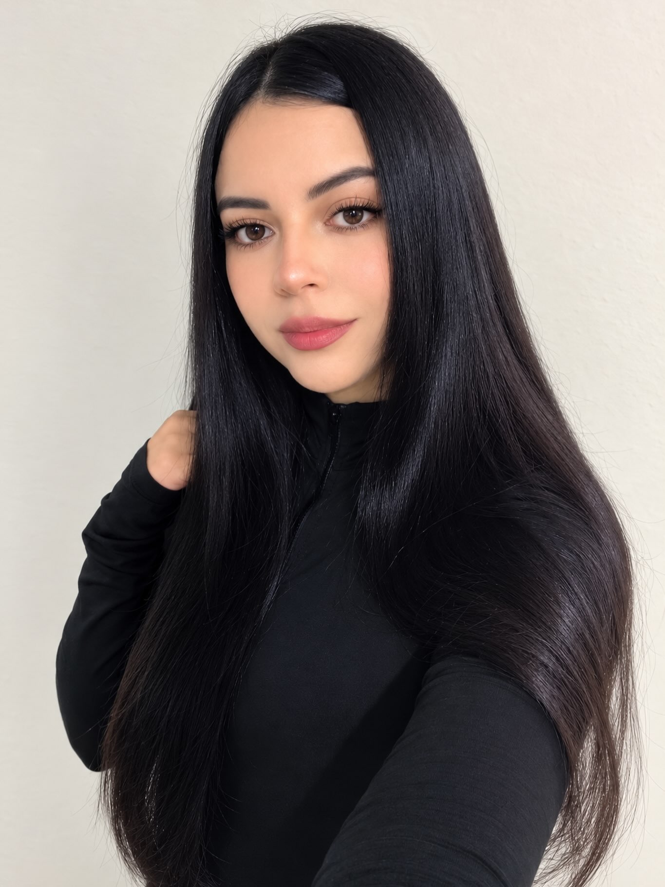 Sleek Jet Black Long Straight Hair